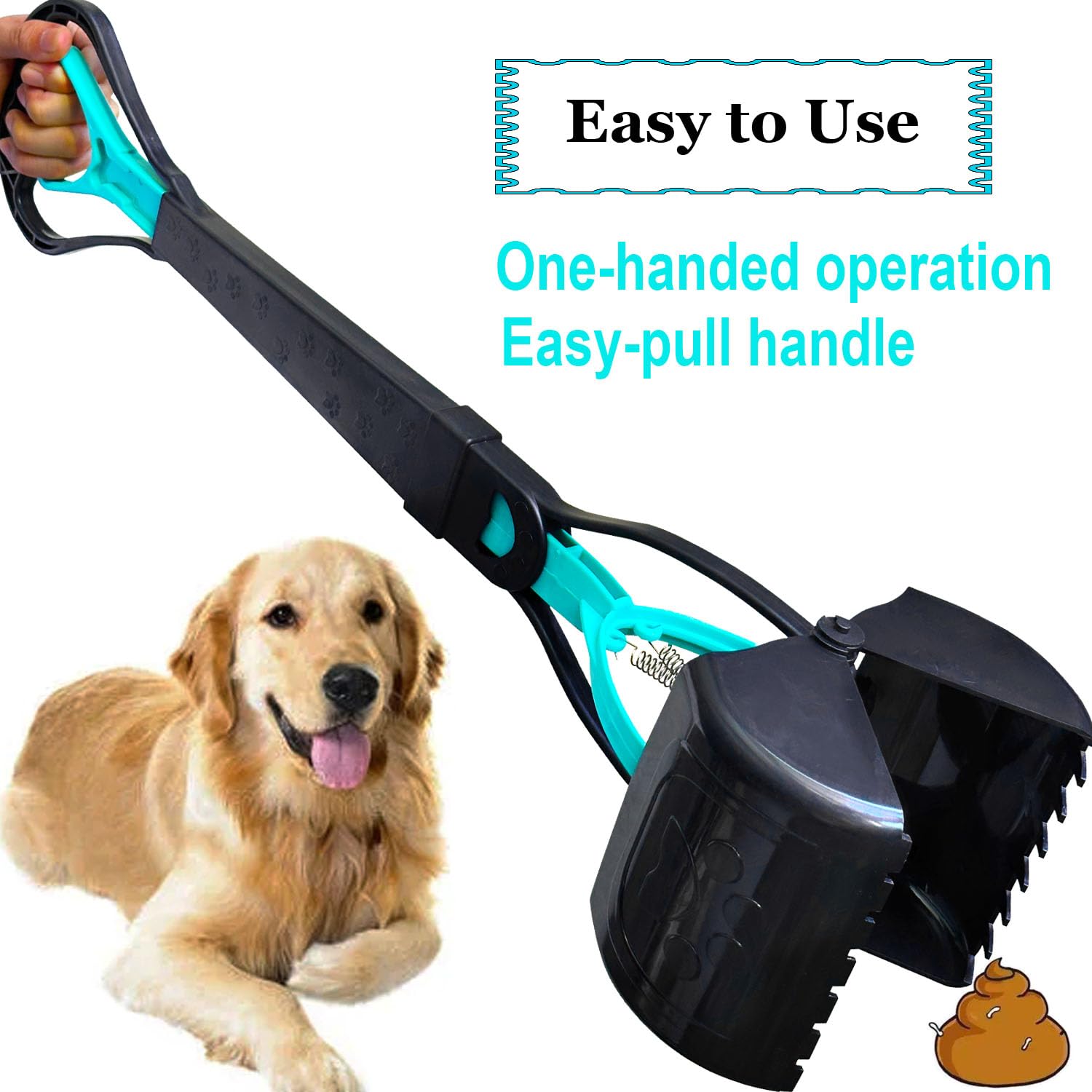 Ienjoyed 2-Piece Pooper Scooper For Large Medium & Small Dogs Heavy Duty,Long Handled Dog Poop Scooper For Grass,Durable Dog Poop Pick Up Tool