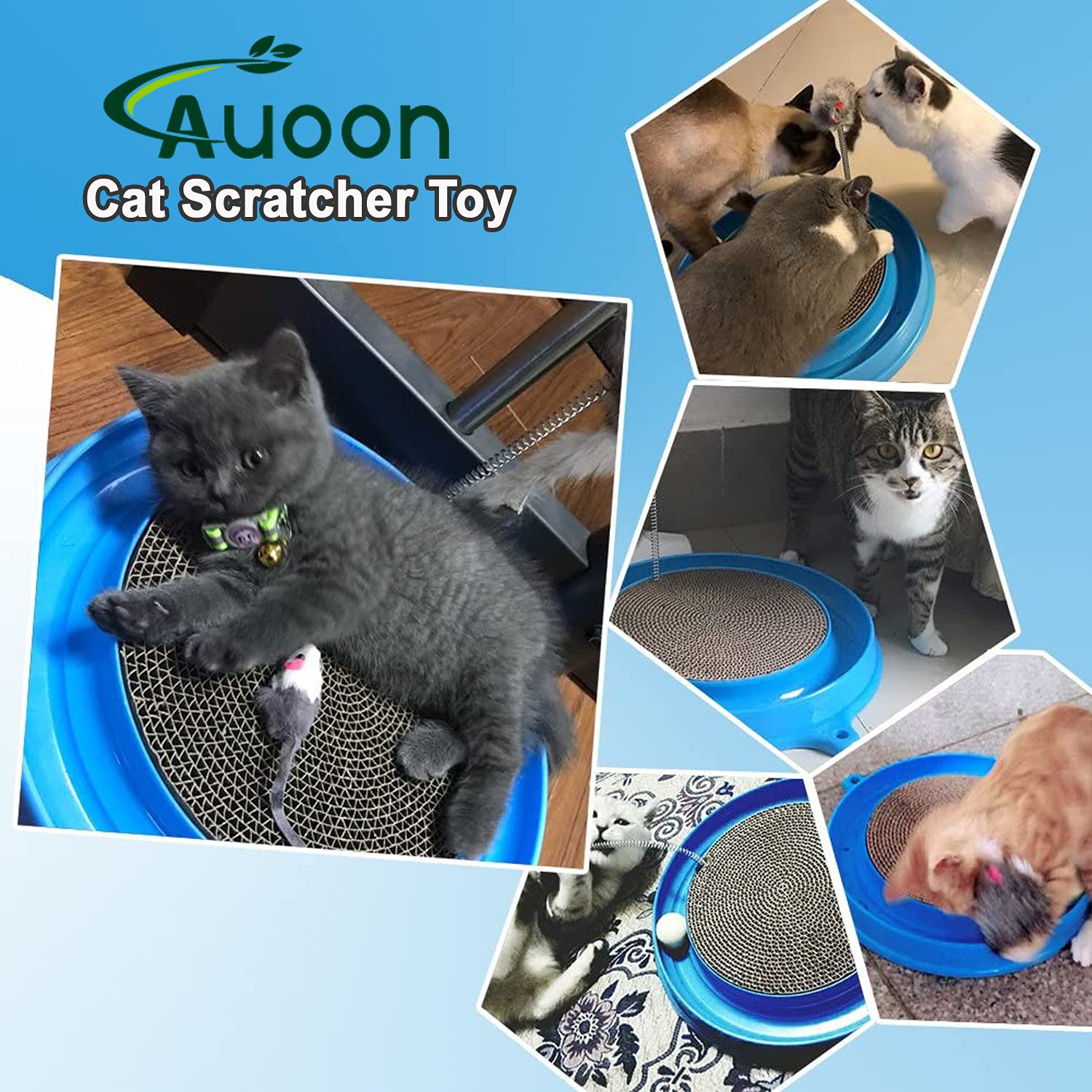 Auoon Cat Scratcher Toy, Cat Toy, Scratch Pad,Scratching Toy,Post Pad Interactive Training Exercise Mouse Play Toy With Ball For Cat Kitty Puppy