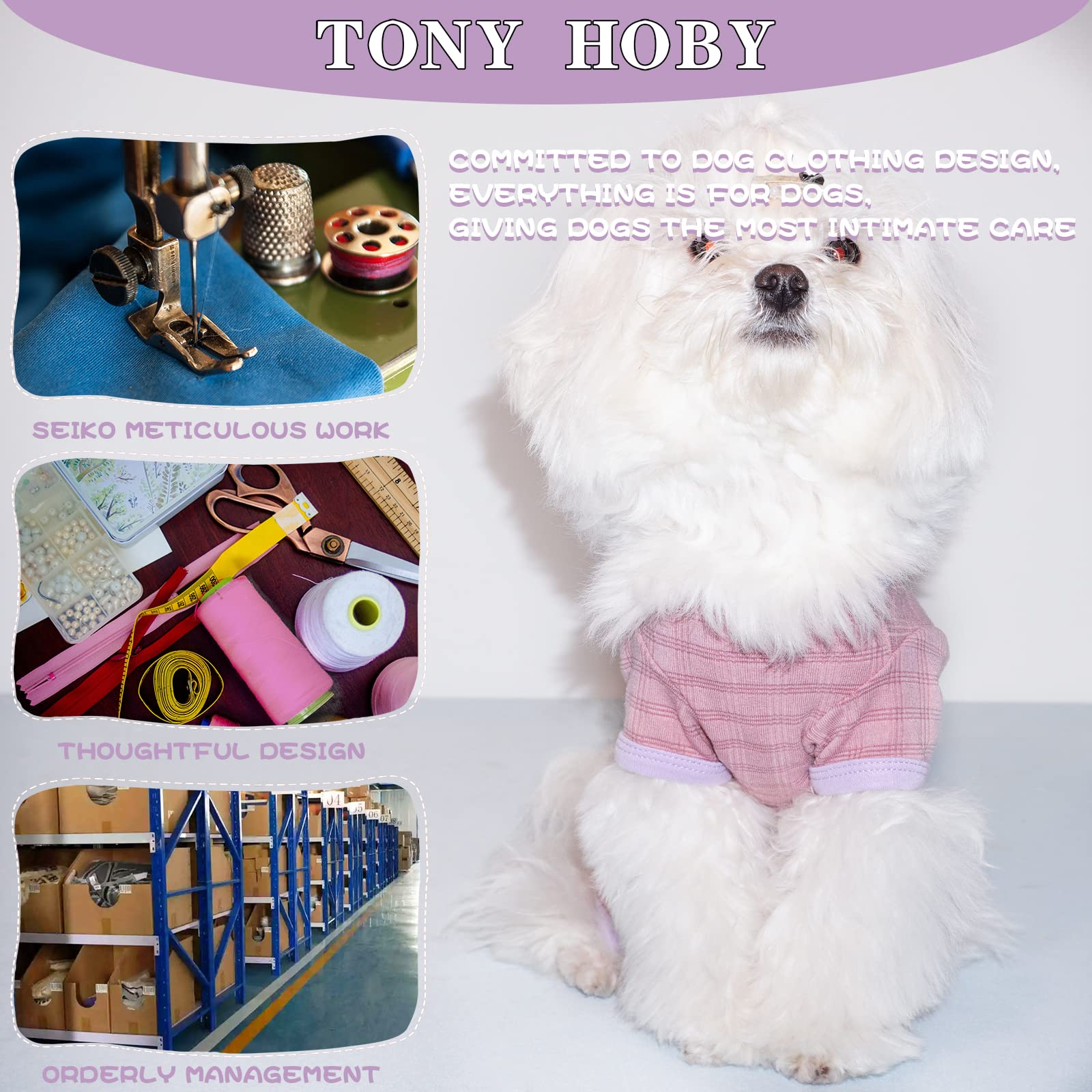 Tony Hoby Female Dog Pajamas With Colorful Stripe, Pet Clothes For Small Medium Dog (Pink&Blue, Girl, S)