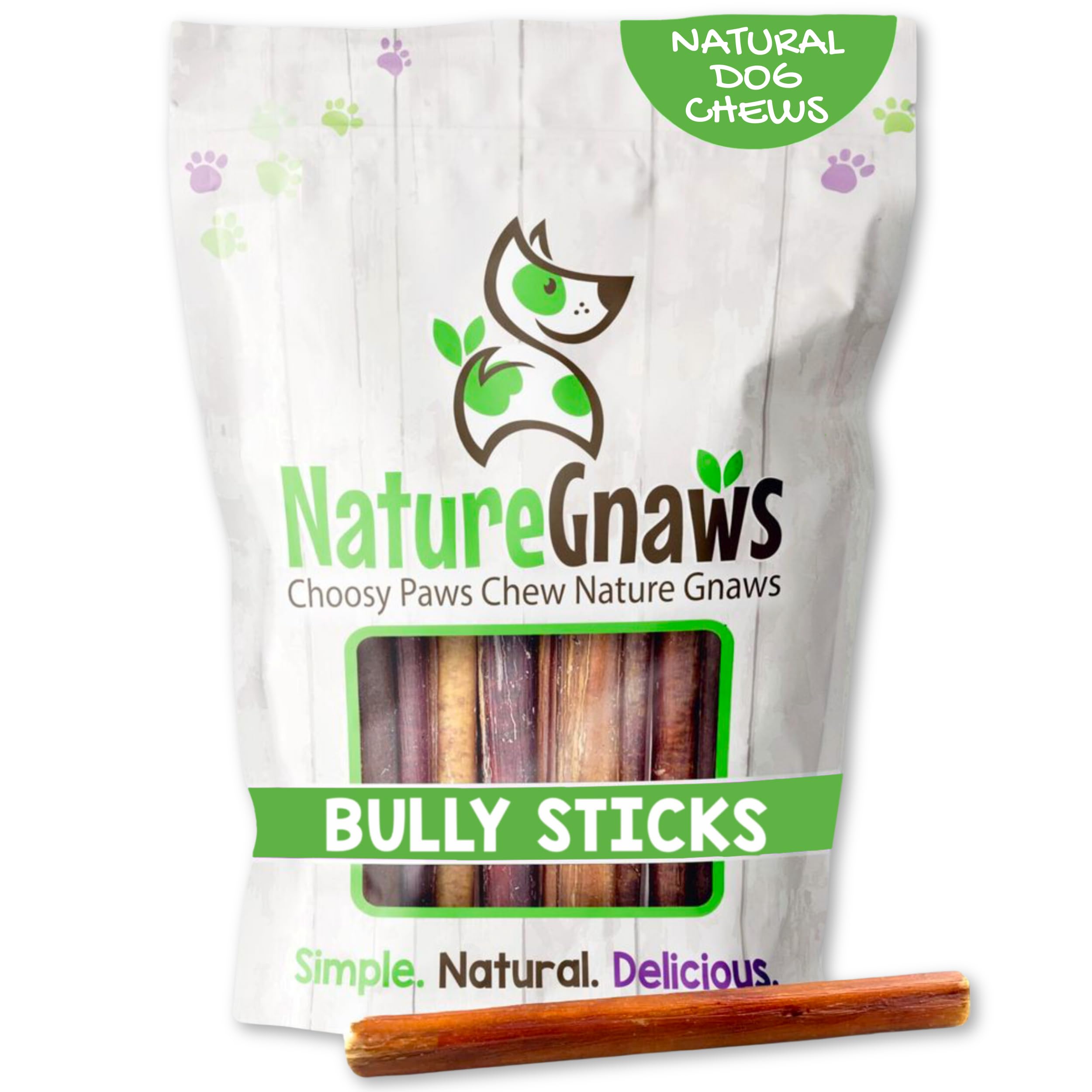 Nature Gnaws Small Bully Sticks for Dogs 5-6 (15 Count) - Long Lasting for Light Chewers and Puppies - Natural Thin Beef Dog Che