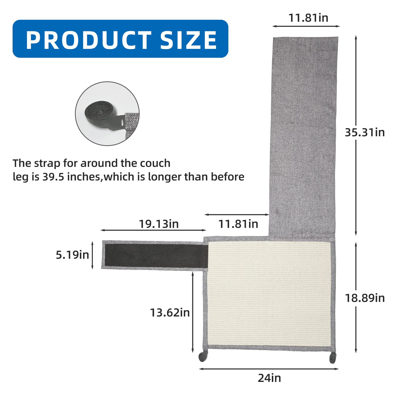 Cat Scratch Couch Protector With Natural Sisal For Protecting Couch Sofa Chair Furniture
