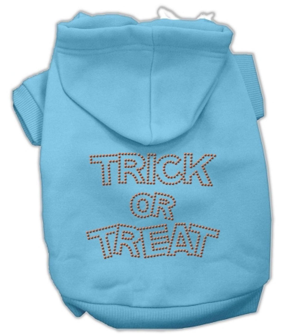 Halloween Pet Dog & Cat Hoodie Rhinestone, &quot;Trick Or Treat&quot; Baby Blue XS (0-3 lbs.)