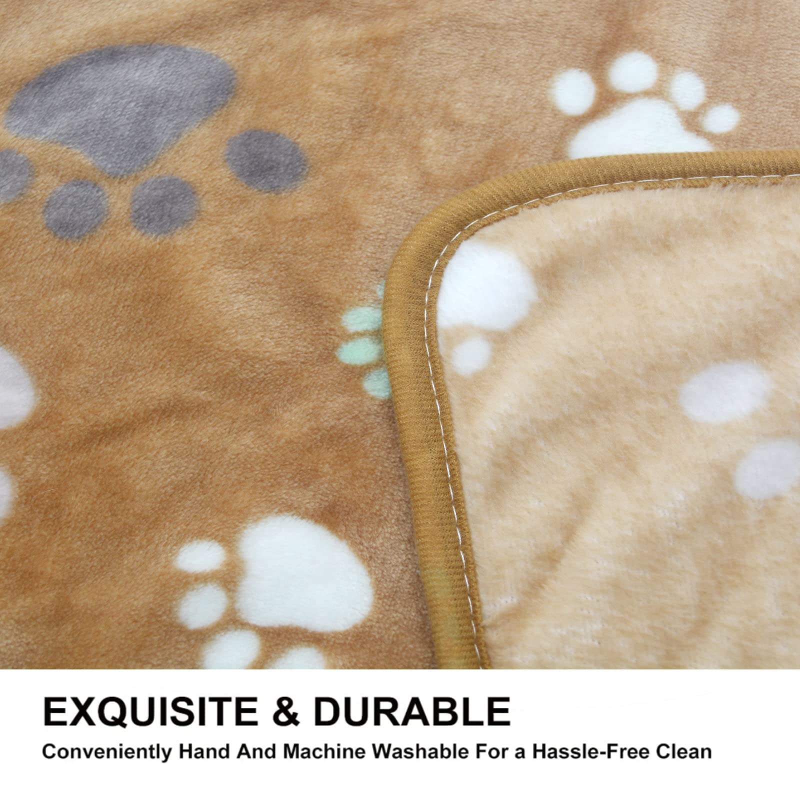 1 Pack 3 Puppy Blankets Super Soft Warm Sleep Mat Cute Paw Print Blanket Fleece Pet Blanket Flannel Throw Dog Blankets For Small Dogs Puppy Cats,Gray/White/Brown-Small(23'X15')