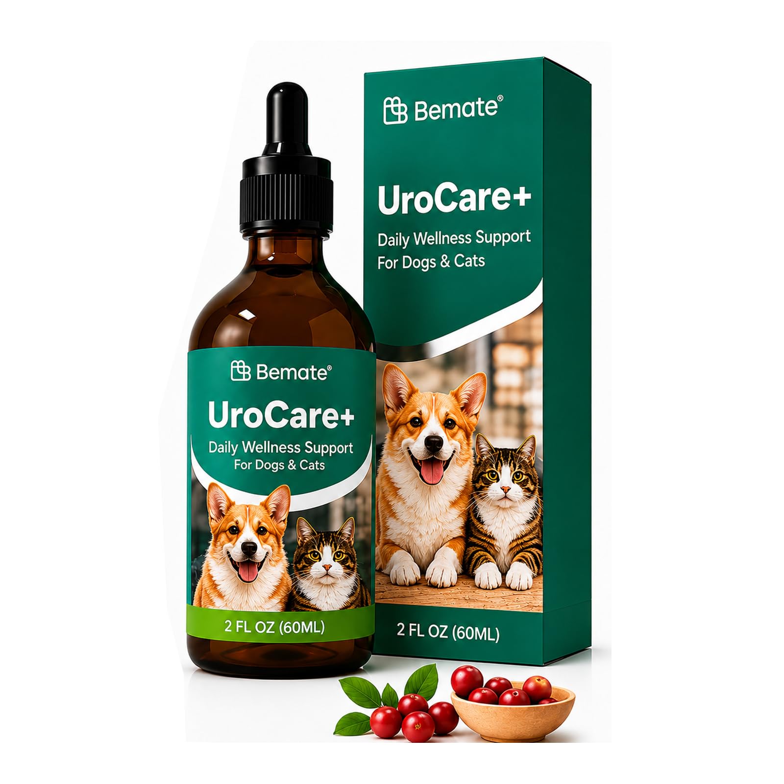 BeMate Urinary Health Liquid Supplement for Dogs & Cats, Supports Healthy Urinary Tract & Normal Urine Flow, Easy to Administer,