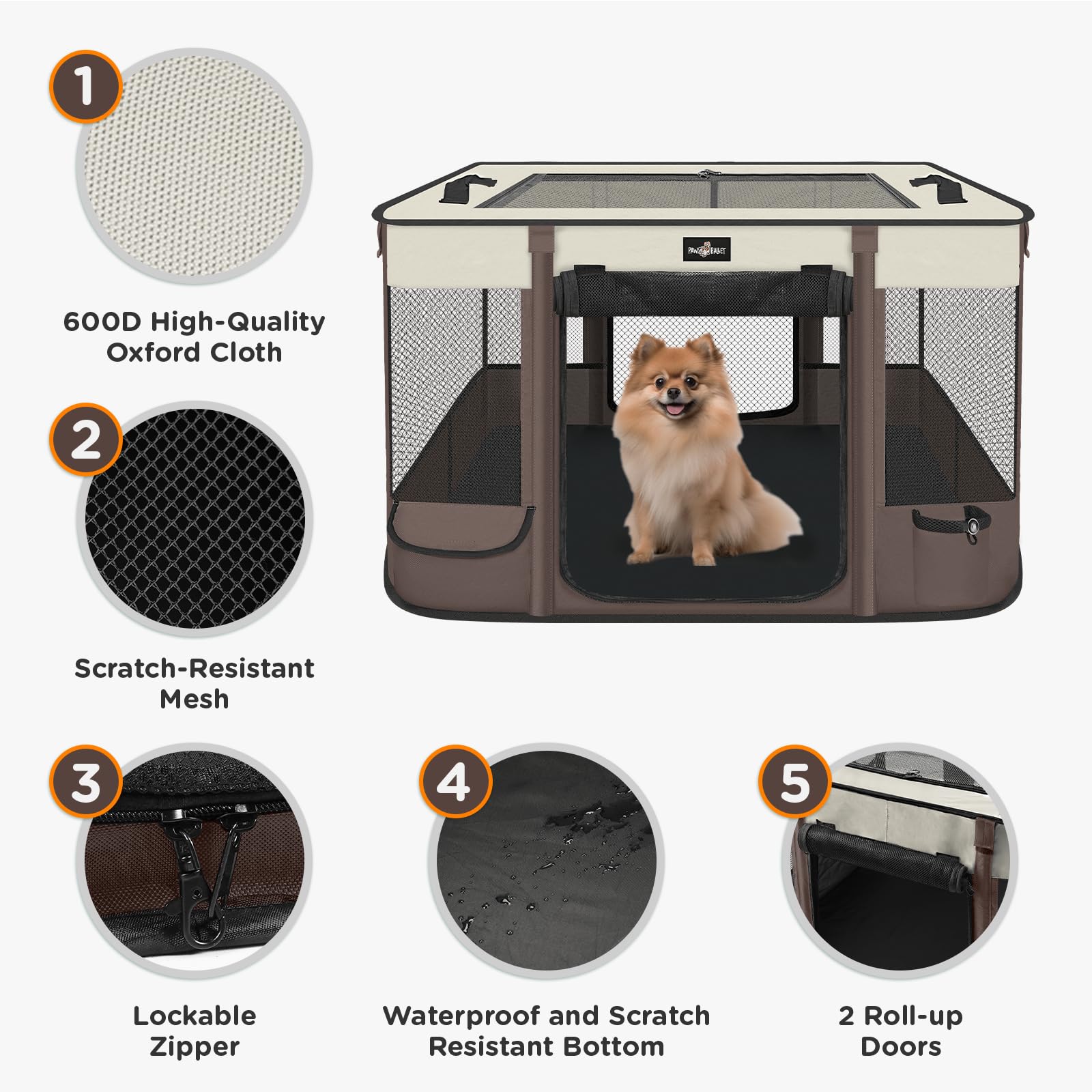 Foldable Pet Kitten Playpen, Upgrade Waterproof Portable Cat Dog Playpen Kennel Tent For Small Dog Cat, Removable Shade Cover, I