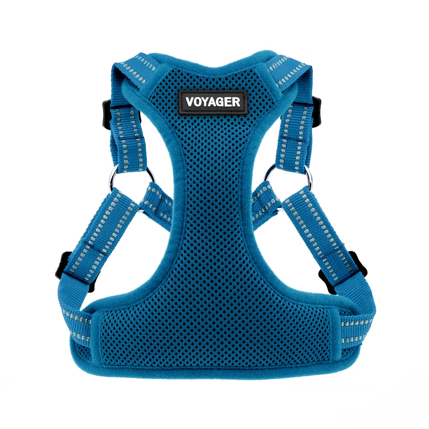 Best Pet Supplies Voyager Adjustable Dog Harness With Reflective Stripes For Walking, Jogging, Heavy-Duty Full Body No Pull Vest With Leash D-Ring, Breathable All-Weather - Harness (Turquoise), S
