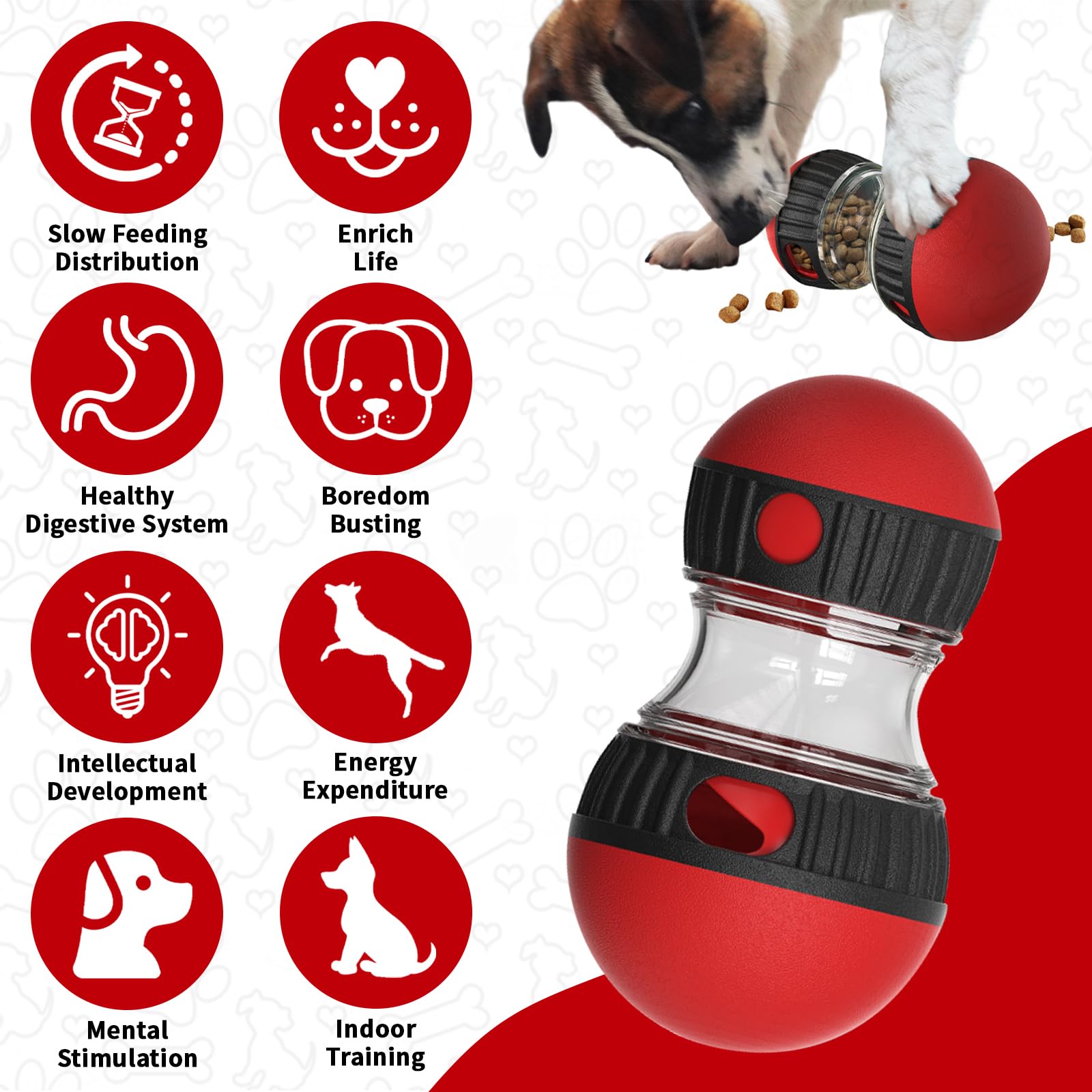 COSOWO Interactive Dog Treat Dispenser and Puzzle Toys, Dog Slow Food Feeder Rolling Ball for Reducing Boredom and IQ Training T