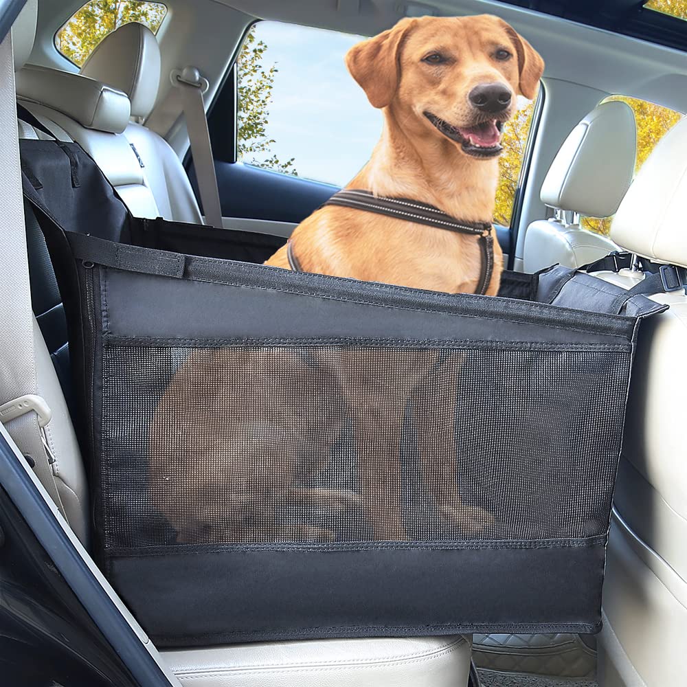 Large Dog Car Seat - Dog Car Seat For Large Dogs, Half Hammock Dog Seat Cover Water-Resistant For Cars, Trucks, Suvs, Full Seat, Half Seat And Floor Coverage