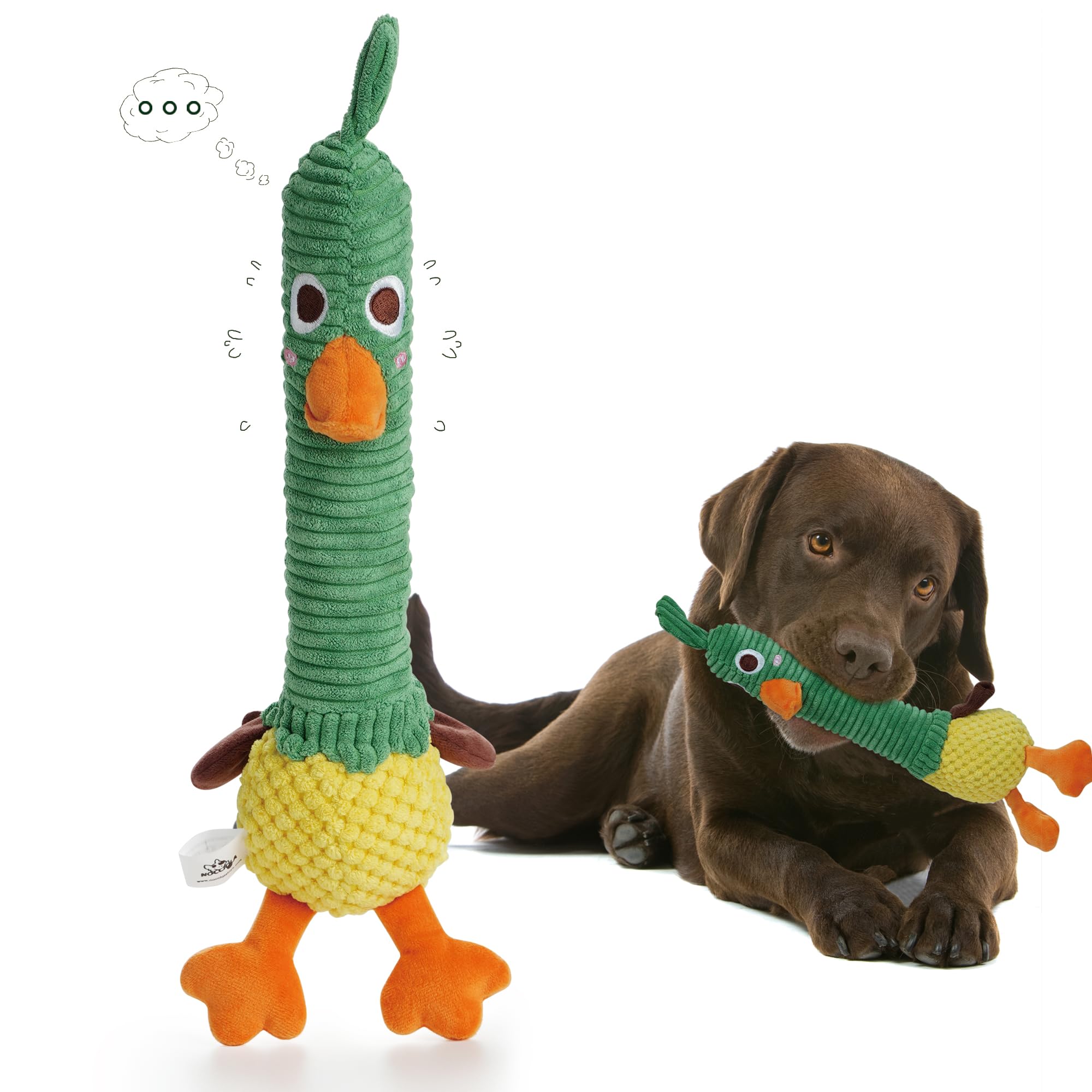 Nocciola 2 In 1 Duck Dog Toy With A Large Rubber Squeaker - Durable Stuffed Squeaky Crinkle Chew Toys For Aggressive Chewers, Me