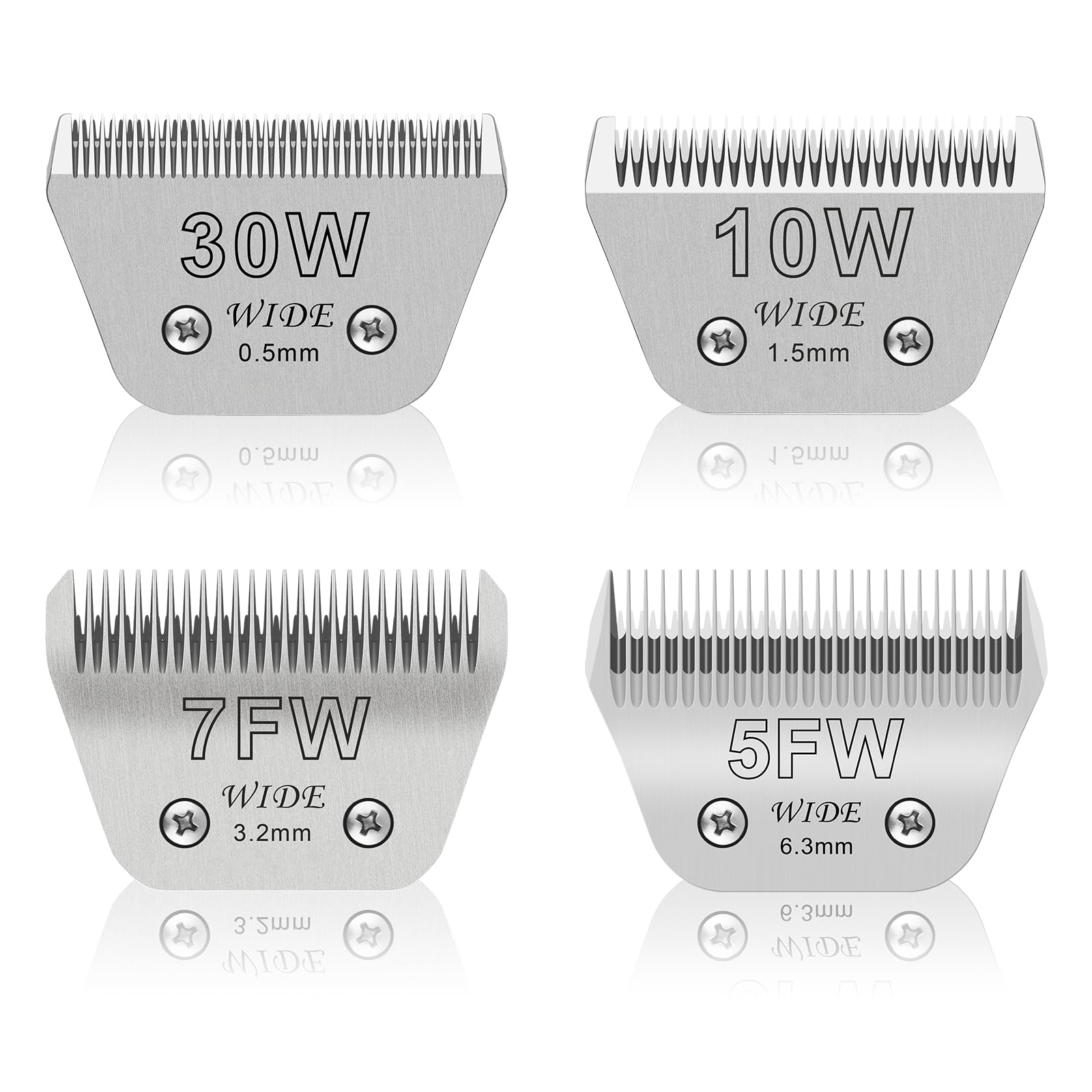 Pet Dog Grooming Detachable Wide Blades Kit,Compatible with Andis,Oster A5,Wahl KM10 Clippers,Cut Length 1/50''(0.5mm) to 1/4'' 