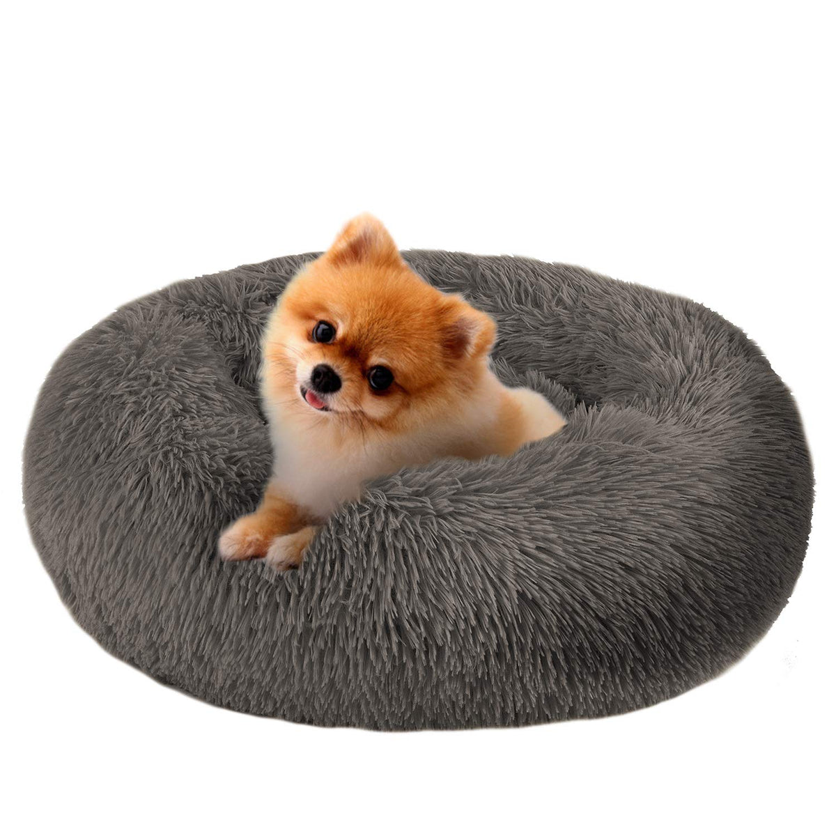 Mfox Calming Dog Bed (L) For Medium And Large Dogs Comfortable Pet Bed Faux Fur Donut Cuddler Up To 25Lbs