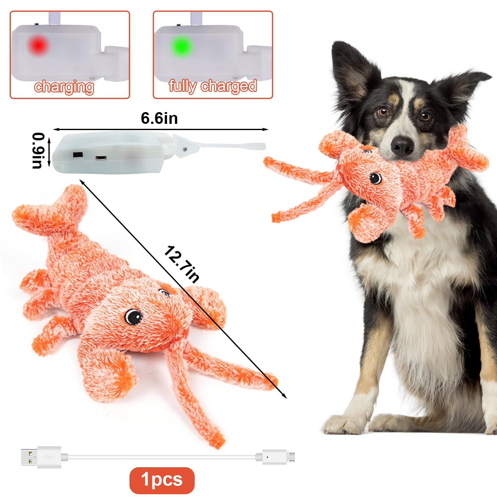 Baborui Dog Toys, Interactive Dog Toys To Keep Them Busy, Wiggly Lobster Dog Toy For Boredom, Rechargeable Moving Dog Chew Toys