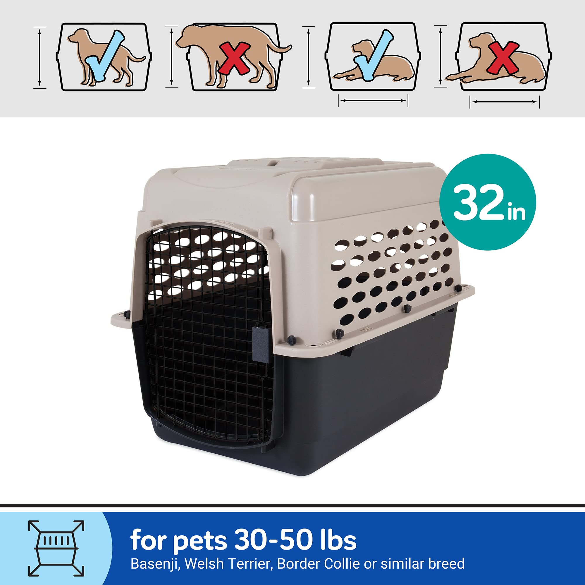 Petmate Vari Dog Kennel - Portable Dog Carriers & Crates for Medium Dogs, Airline-Friendly, Durable Plastic, Pet Carrier For Hom