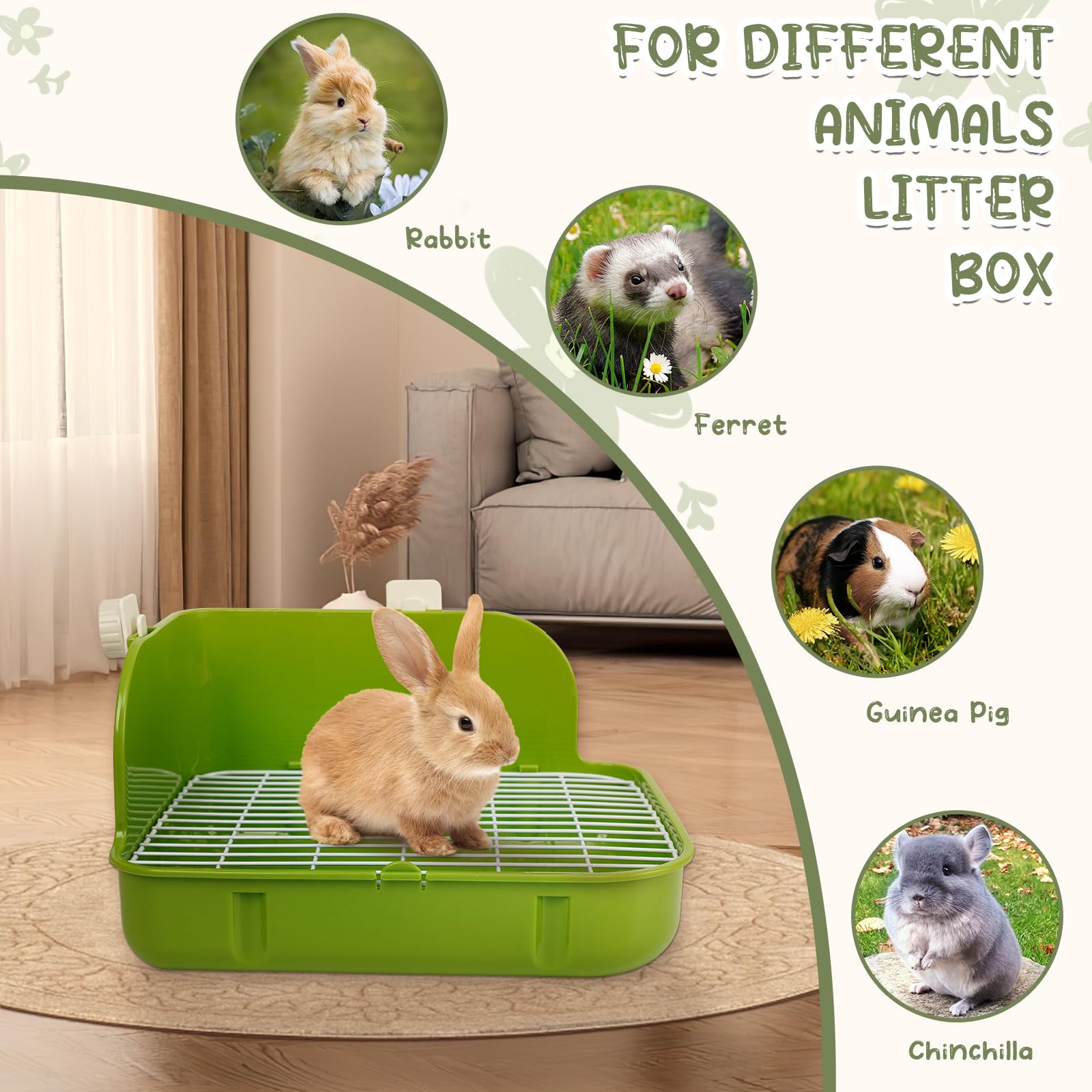 Humorous.P Small Animal Litter Pet Toilet Potty Trainer Corner Litter Bedding Box Pet Pan For Small Animal/Rabbit/Guinea Pig/Galesaur/Ferrets Rectangular Plastic Material