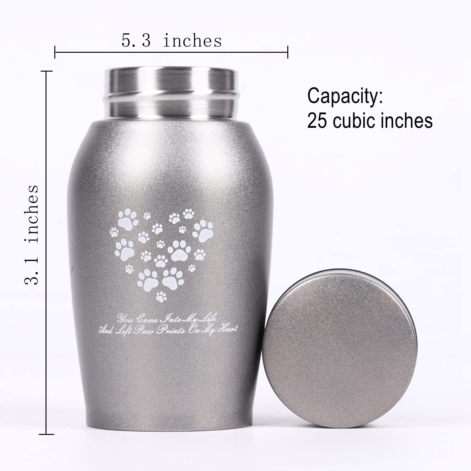 Youdear Memorials Stainless Steel Pet Urns,Premium Urns For Dog And Cat Ashes,Suitable Size Urns For Pet Ashes (Small, Grey)