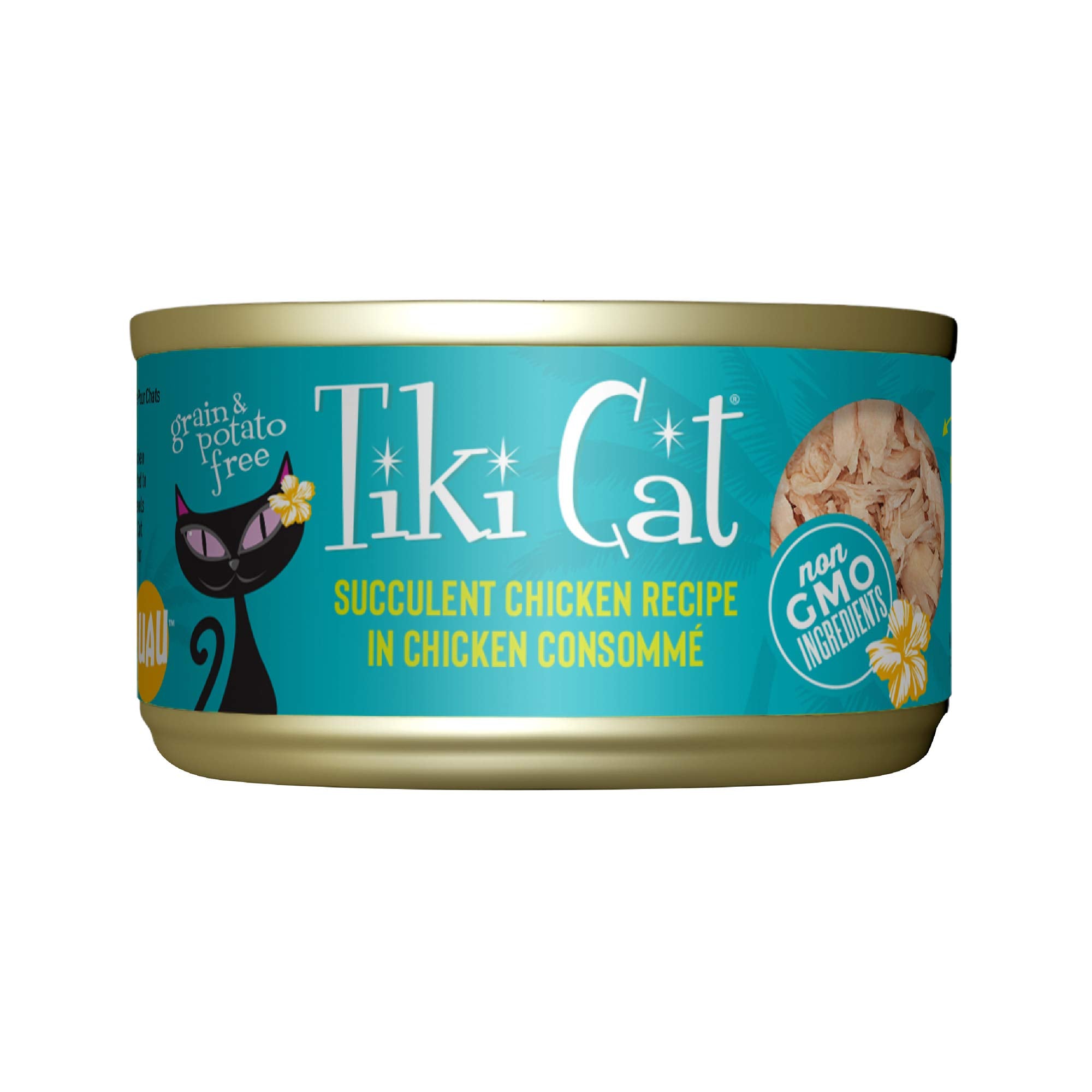 Tiki Cat Luau Shredded Meat, Succulent Chicken Recipe in Chicken Consumme, Grain-Free Balanced Nutrition Wet Canned Cat Food, Fo