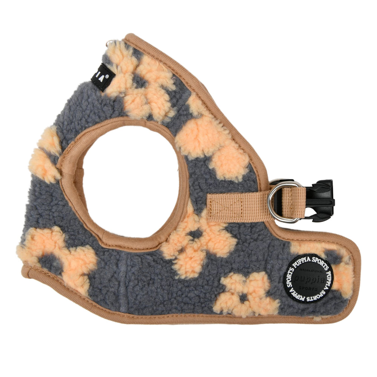 Puppia Ren Vest Dog Harness Step-In Warm Winter Flower Pattern For Small And Medium Dog, Beige, Small