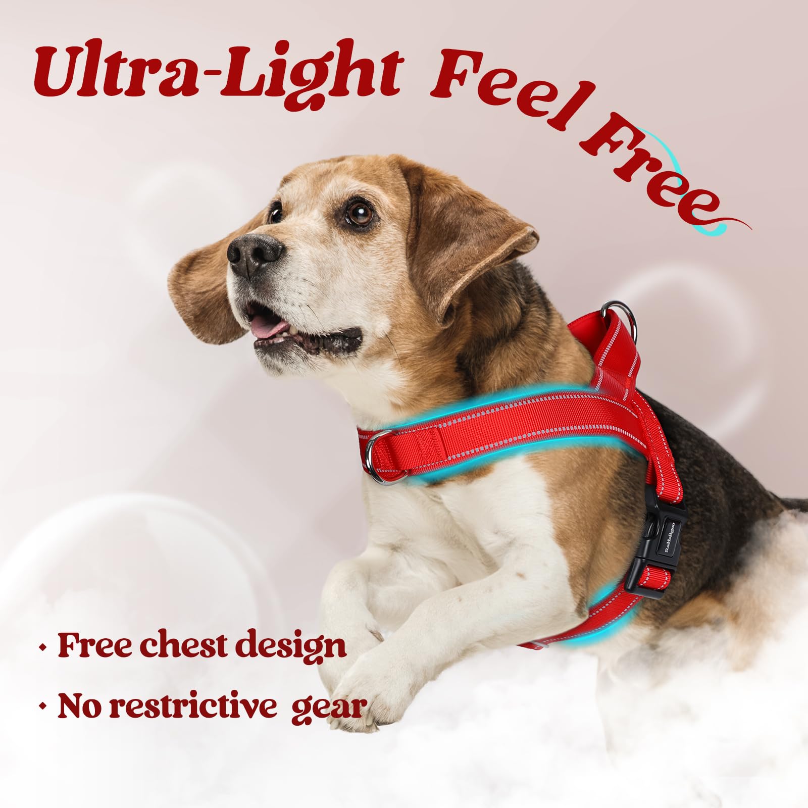 Rabbitgoo Dog Harness No Pull, Quick Fit For Medium Sized Dog With Soft Padded Handle, Chest Adjustable Reflective Pet Vest, No