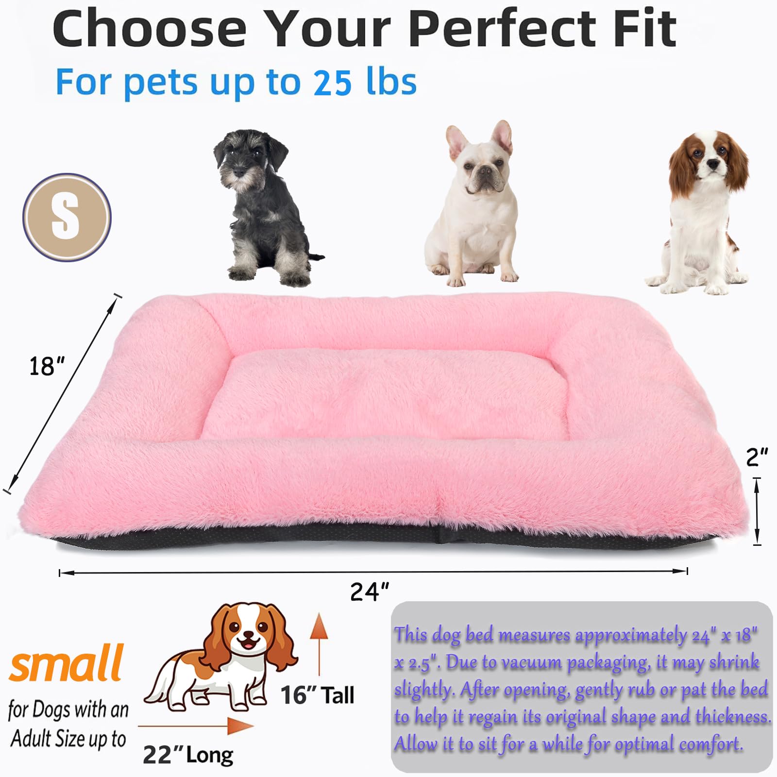 Puppy Crate Beds For Small Dogs And Cats Ultra Soft 24X18 Dog Bed For Crate Washable Cute Kennel Pad Cushion Anti-Slip For Pet C