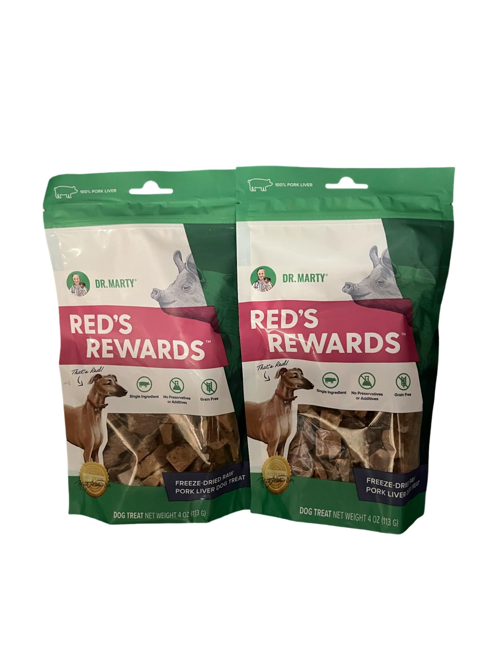 Dr. Marty Reds Rewards Favorite Freeze Dried Pork Liver Dog Treats 4-oz (Pack of 2)