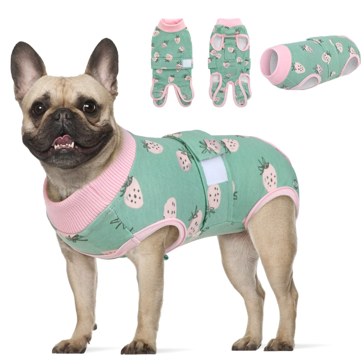 Koeson Dog Recovery Suit, Surgery Recovery Suit For Female Dogs Spayed Dog Cone Alternative After Surgery, Dog Post Surgery Suit Anti Licking & Biting Surgical Shirt With Pee Hole Strawberry M