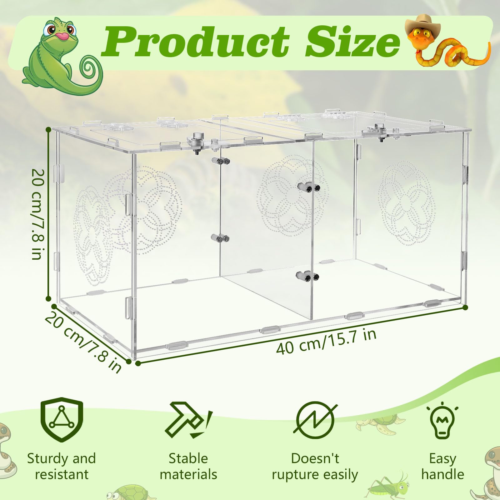 Acrylic Jumping Spider Enclosure With Double Compartments, Large Size,15.7 * 7.8 * 7.8 Inches, Reptile Terrarium Aquarium Breedi
