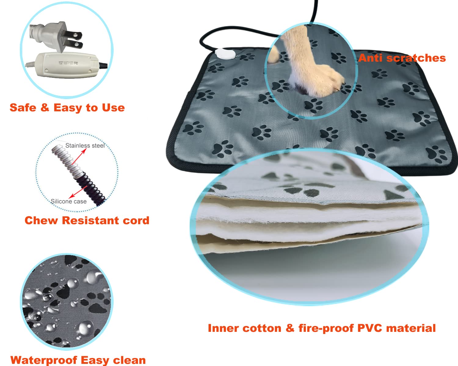 Pet Heating Pad For Extra Large Dog Bed Mat Indoor,Waterproof Heated Dog Mat,Outdoor Dog Heating Pad Puppy Heating Pad For Whelp