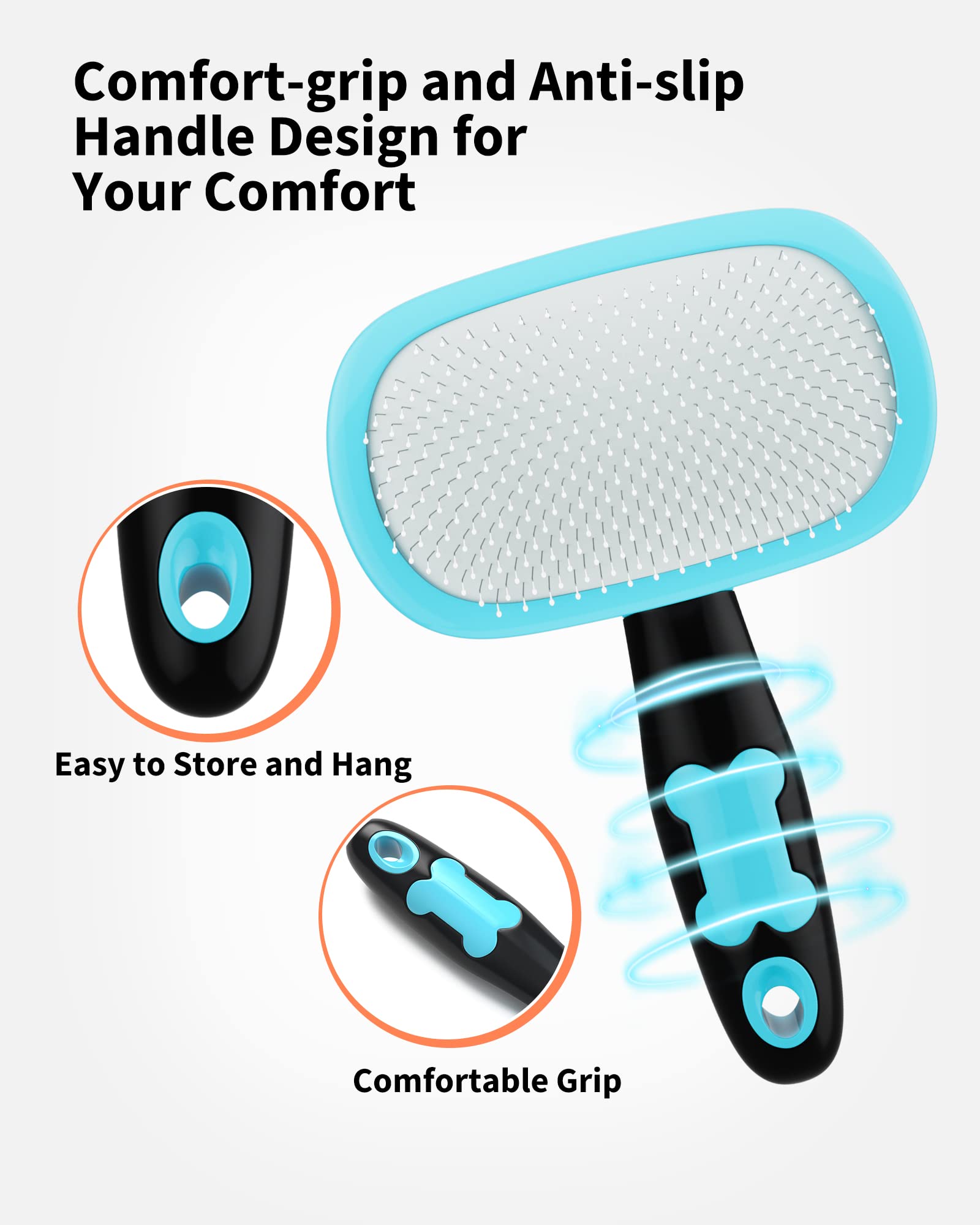 Glendan Dog & Cat Grooming Brush - Slicker Shedding Tool (Pink)