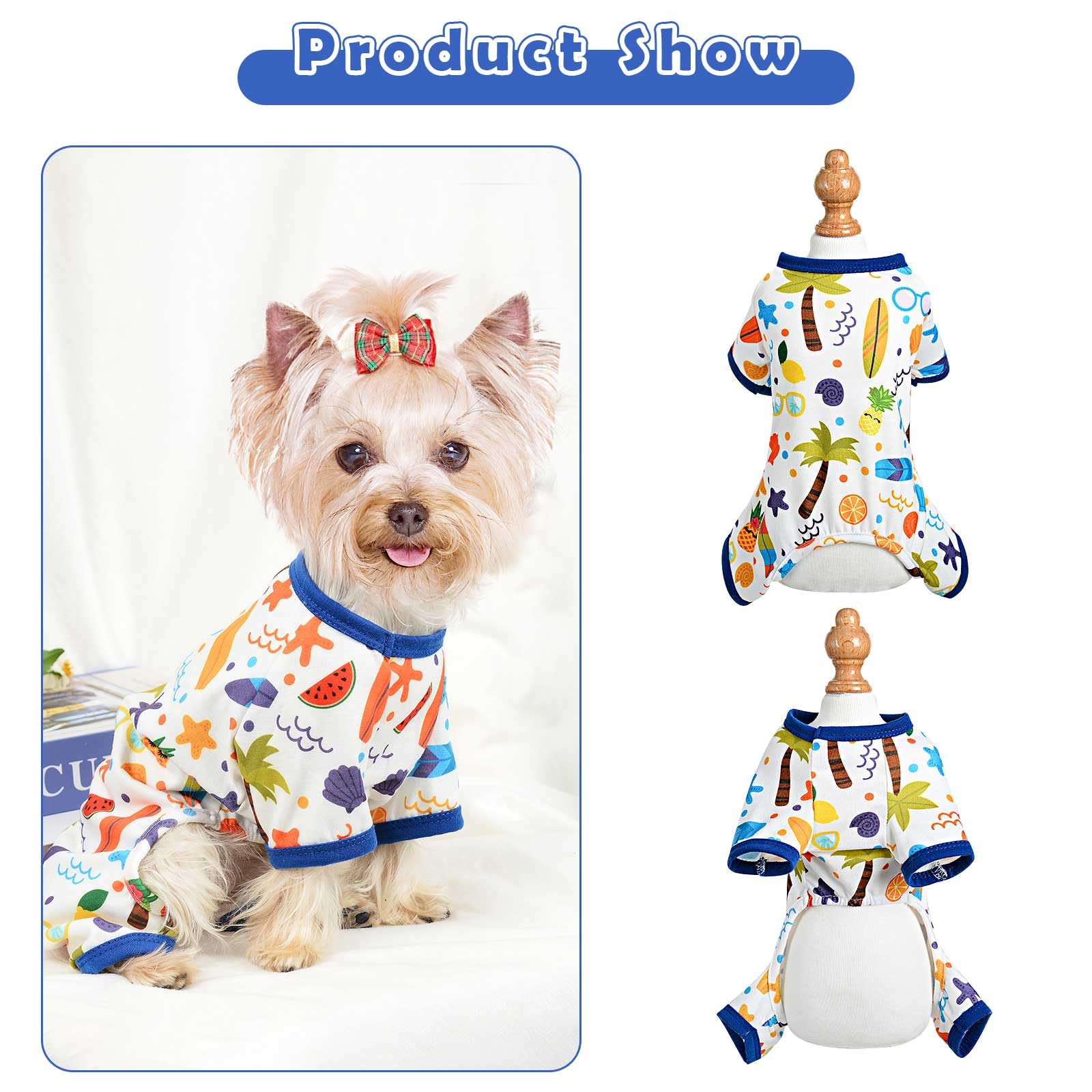 Dosuyi Dog Pajamas Spring Summer Pet Clothes For Small Dogs Girl Boy Soft Stretchy Puppy Clothes Cat Pjs Pet Jammies Outfit (San