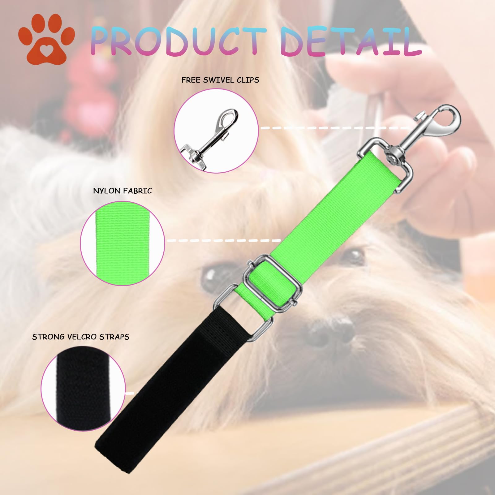 Cuteabc Dog Grooming Extension Strap 2 Pcs Adjustable Dog Grooming Table Loop, Groomers Helper Grooming Loop, Secure And Stable