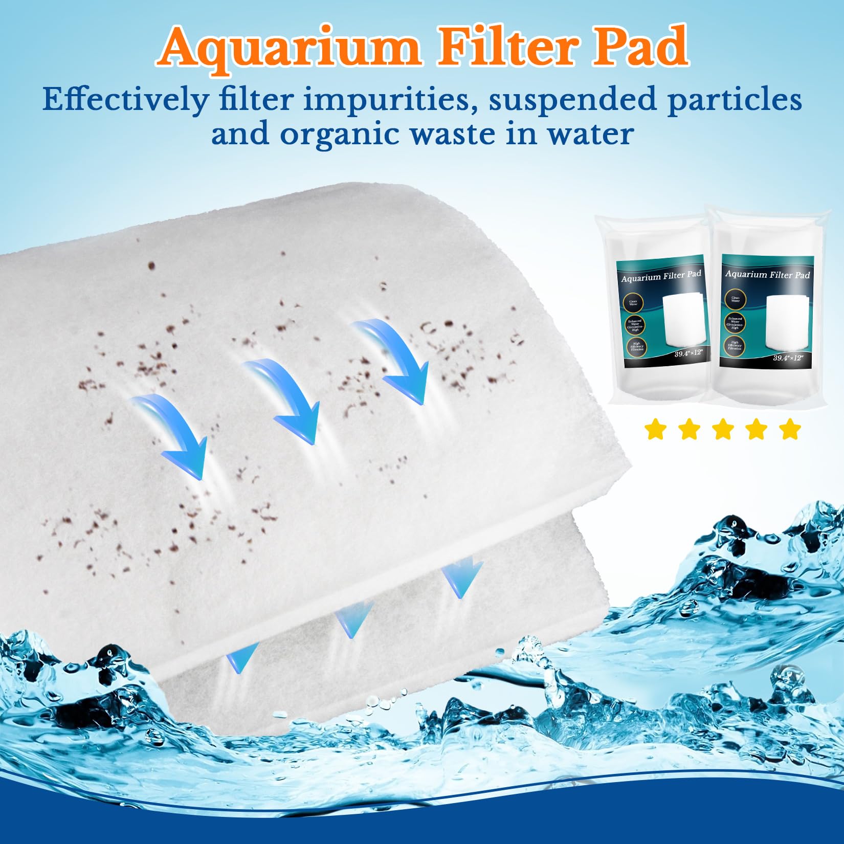 Maqihan Aquarium Filter Pad - Aquarium Filter Media,39.4 X 11.8In Media Roll For Fish Tank, Ponds,Garden, Saltwater,Fershwater,P