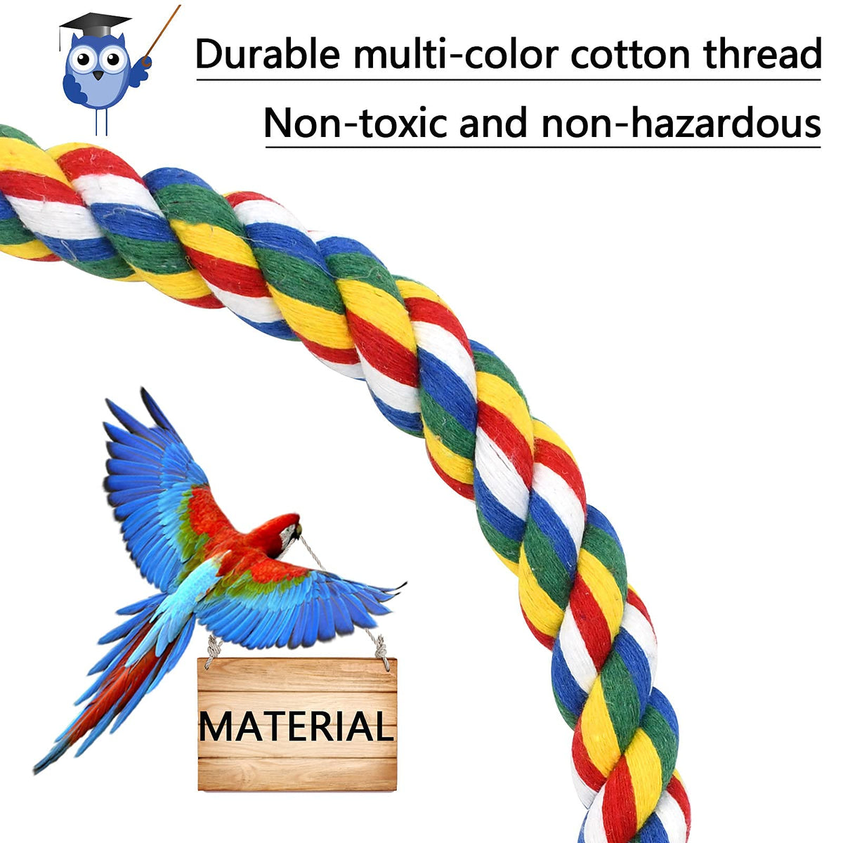 Bird Rope Perches For Parrots, Cockatiels, Parakeets, Budgie Cages ...