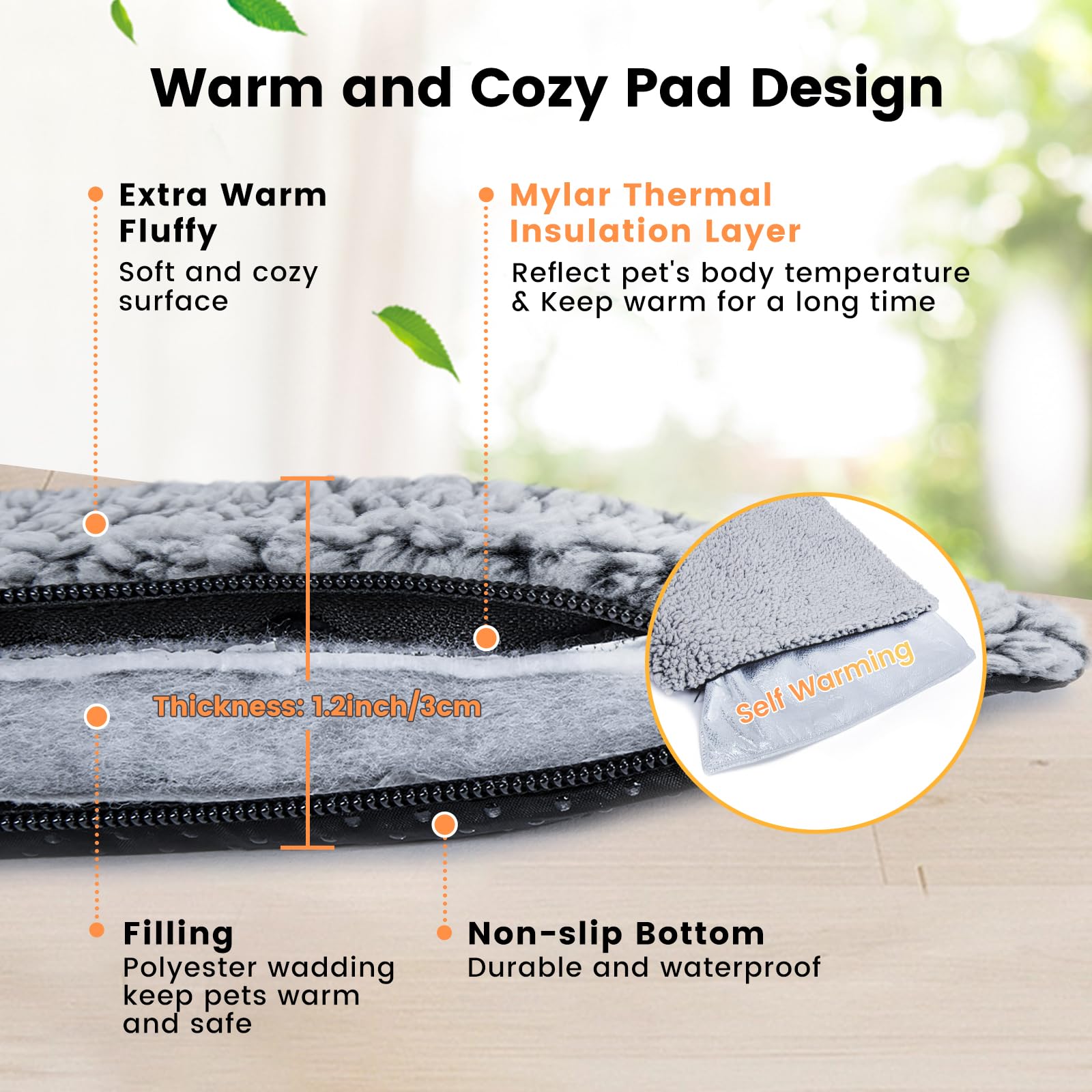 Miguel Cat Bed Self Warming Dog Bed Cat Self Heating Mat for Dog Heating Pad for Dogs House 24 x 18 inch Thermal Dog Crate Pad,