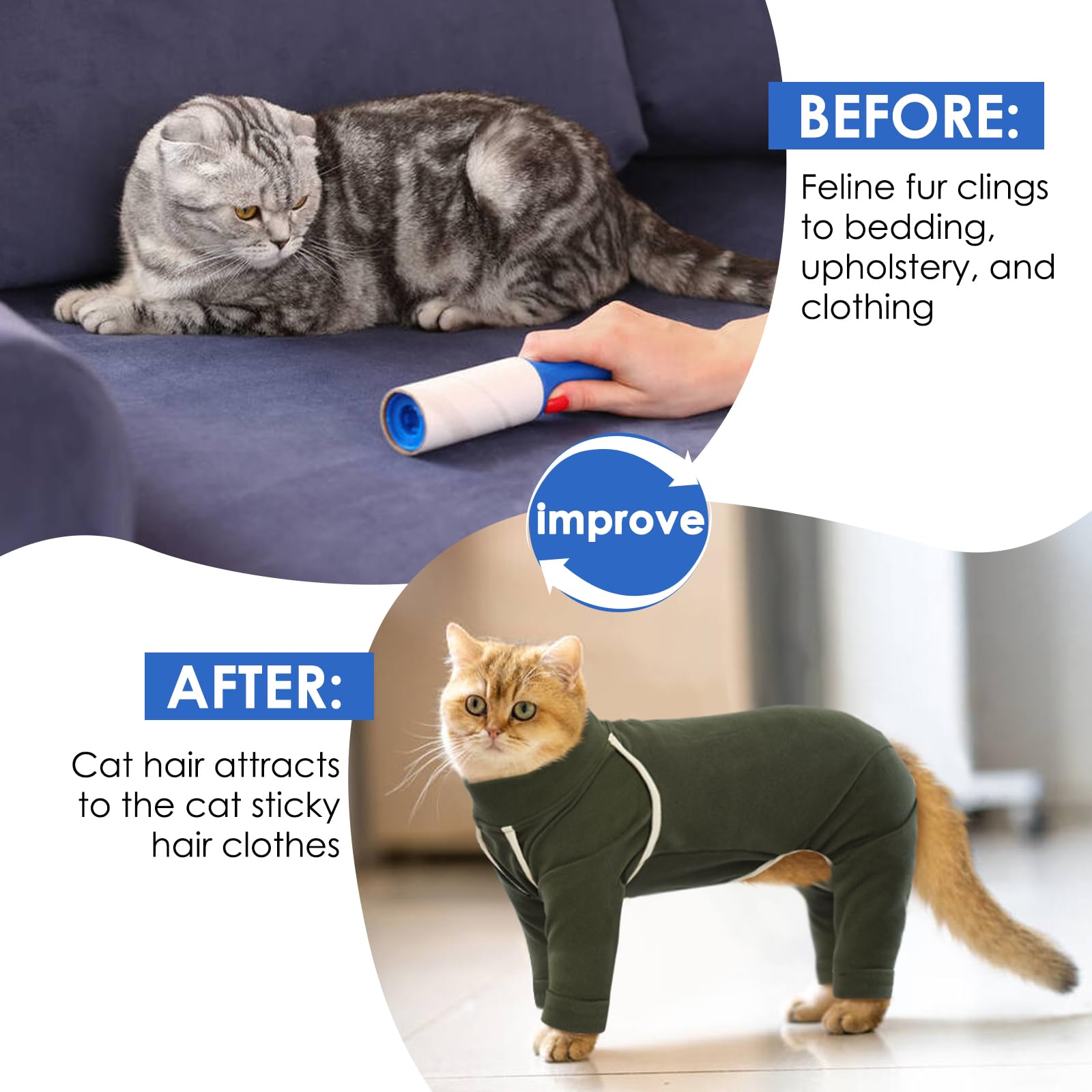 Cat Hair Sticky Onesie - Army Green, Xl - Cat Clothes: Male Pajamas, Anti-Licking Suit