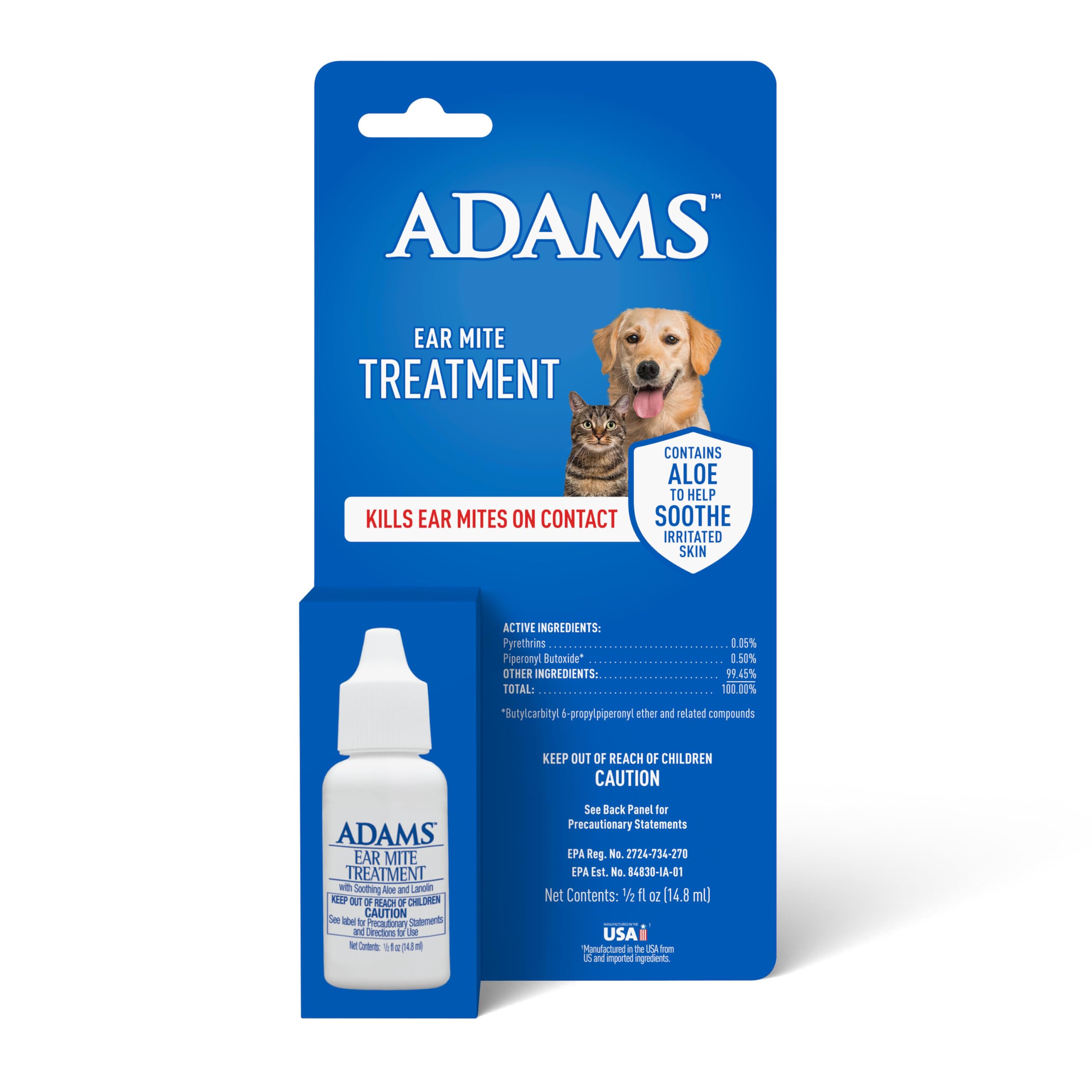Adams Ear Mite Treatment For Dogs and Cats Over 12 Weeks, Kills Ear Mites On Contact, Relief For Dogs and Cats Suffering From Ea