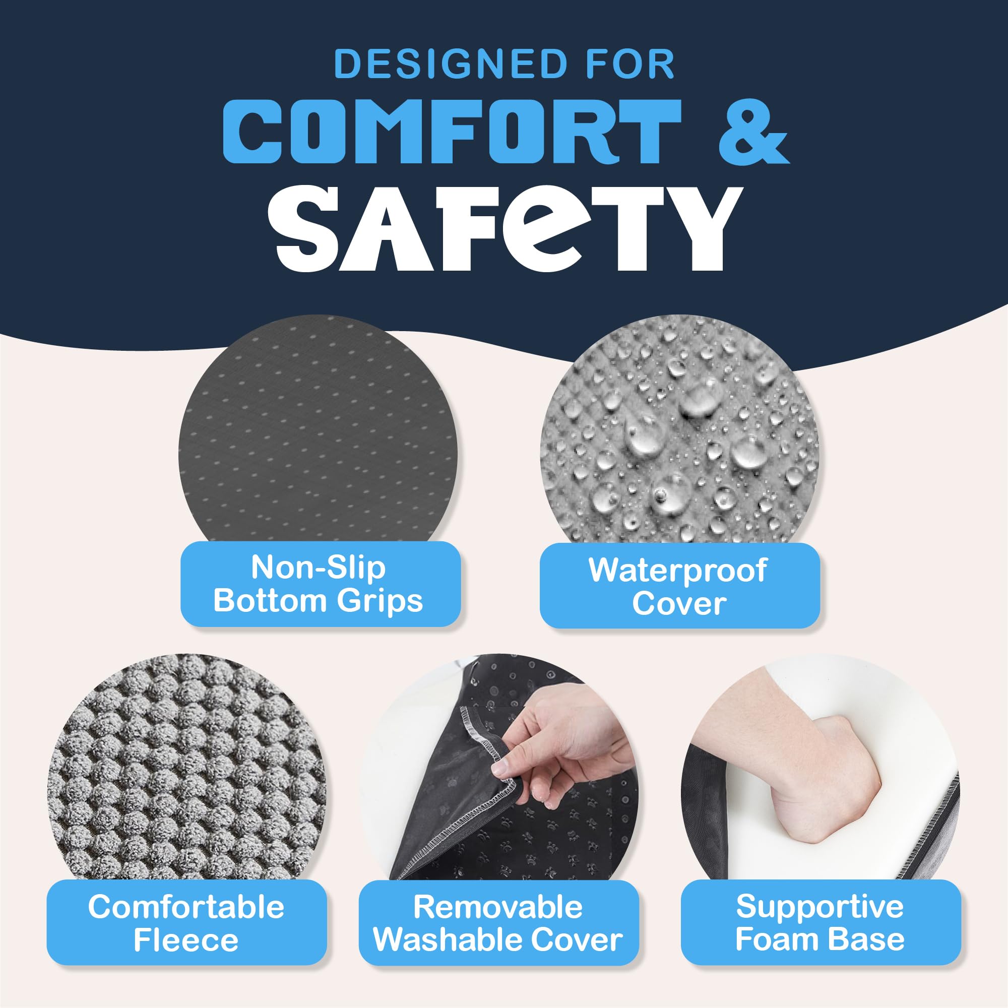 Pawzy Foam Pet Stairs For Bed, Couch Or Window Prefixed Cover - Wide Steps For Bed, Waterproof, Non-Slip Base - 4 Tier Ramp Dog