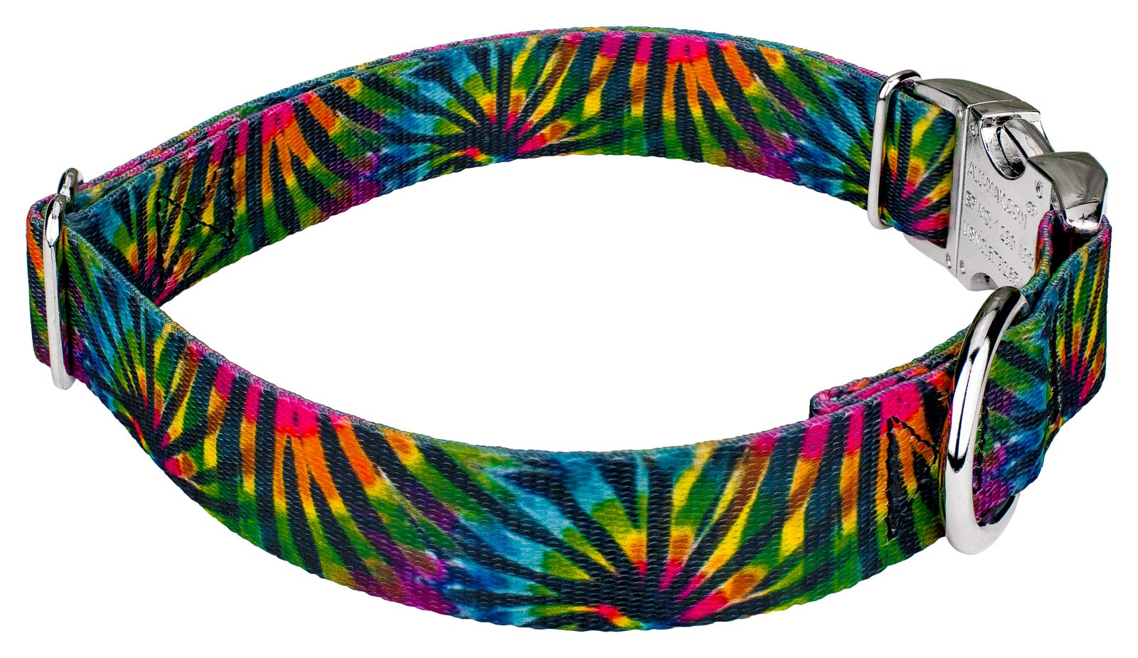 Country Brook Petz - Tie Dye Stripes Premium Dog Collar And Leash Set - Groovy Collection With 5 Far Out Designs (1 Inch, Large)