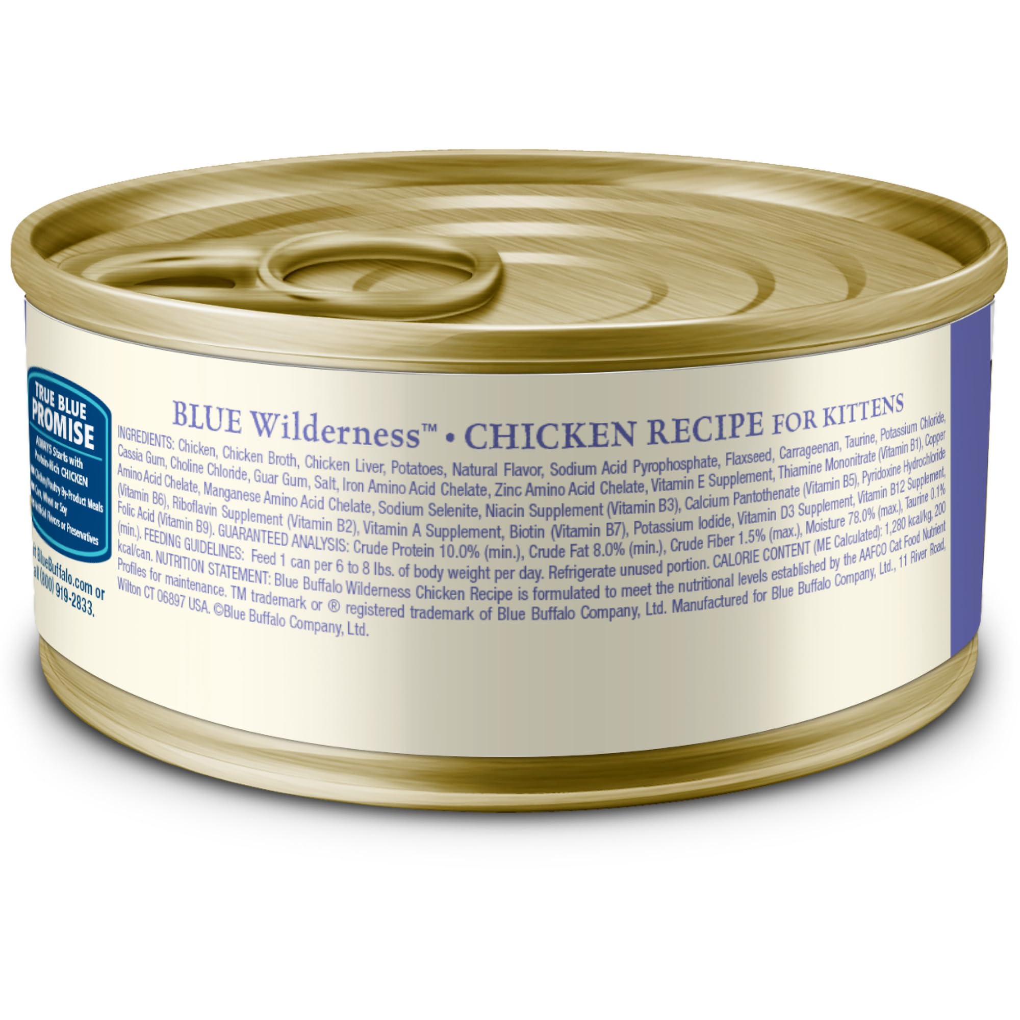 Blue Buffalo Wilderness High-Protein Grain-Free Wet Kitten Food, Chicken Pat   Recipe, 3-oz Cans, 24-Count
