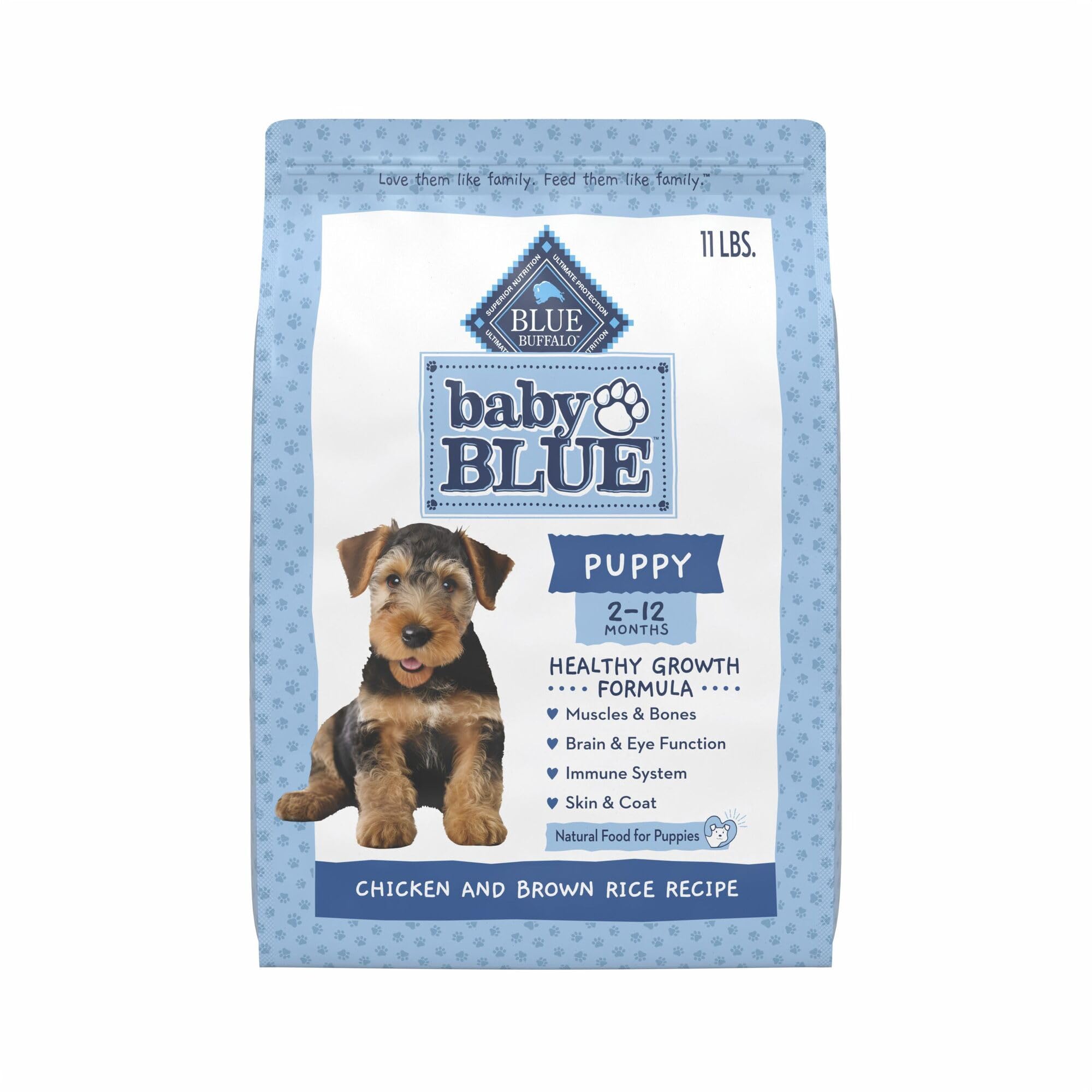 Blue Buffalo Baby Blue Natural Dry Food for Puppies, Healthy Growth Formula with DHA, Savory Chicken Recipe, 11-lb. Bag