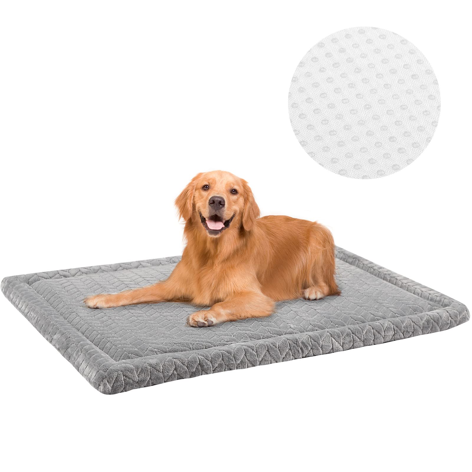 Beautyzoo Dog Bed Crate Pad 42 X 28 Inch, Washable Dog Crate Mat For X-Large Sized Dogs, Anti-Slip Pet Crate Bed Kennel Pad, Dur