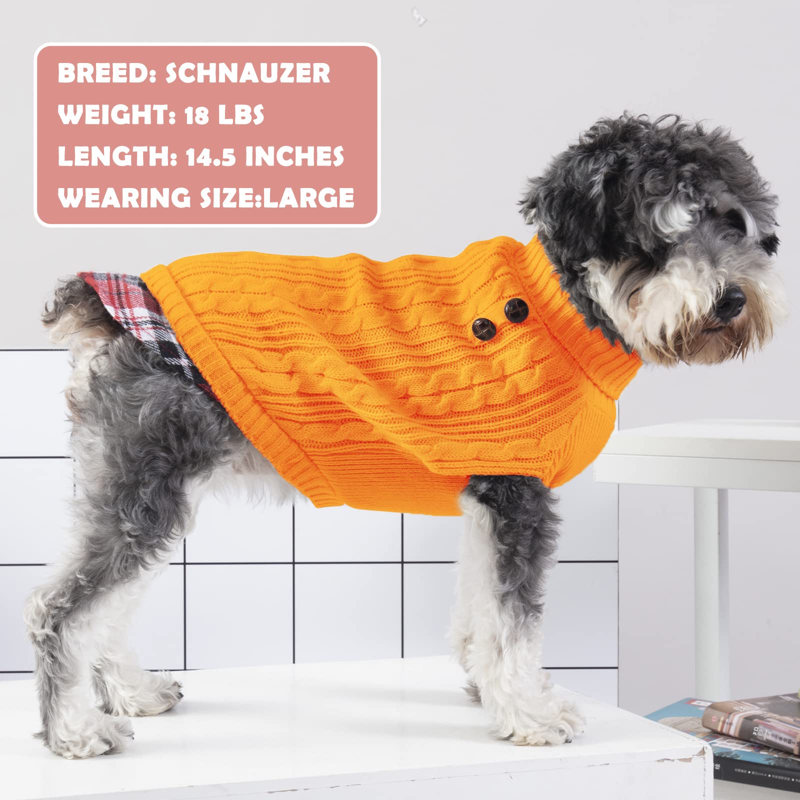 Kyeese Dog Sweater With Leash Hole For Small Medium Dogs Turtleneck Knitwear Pullover Warm Dog Clothes, Yellow, Xl