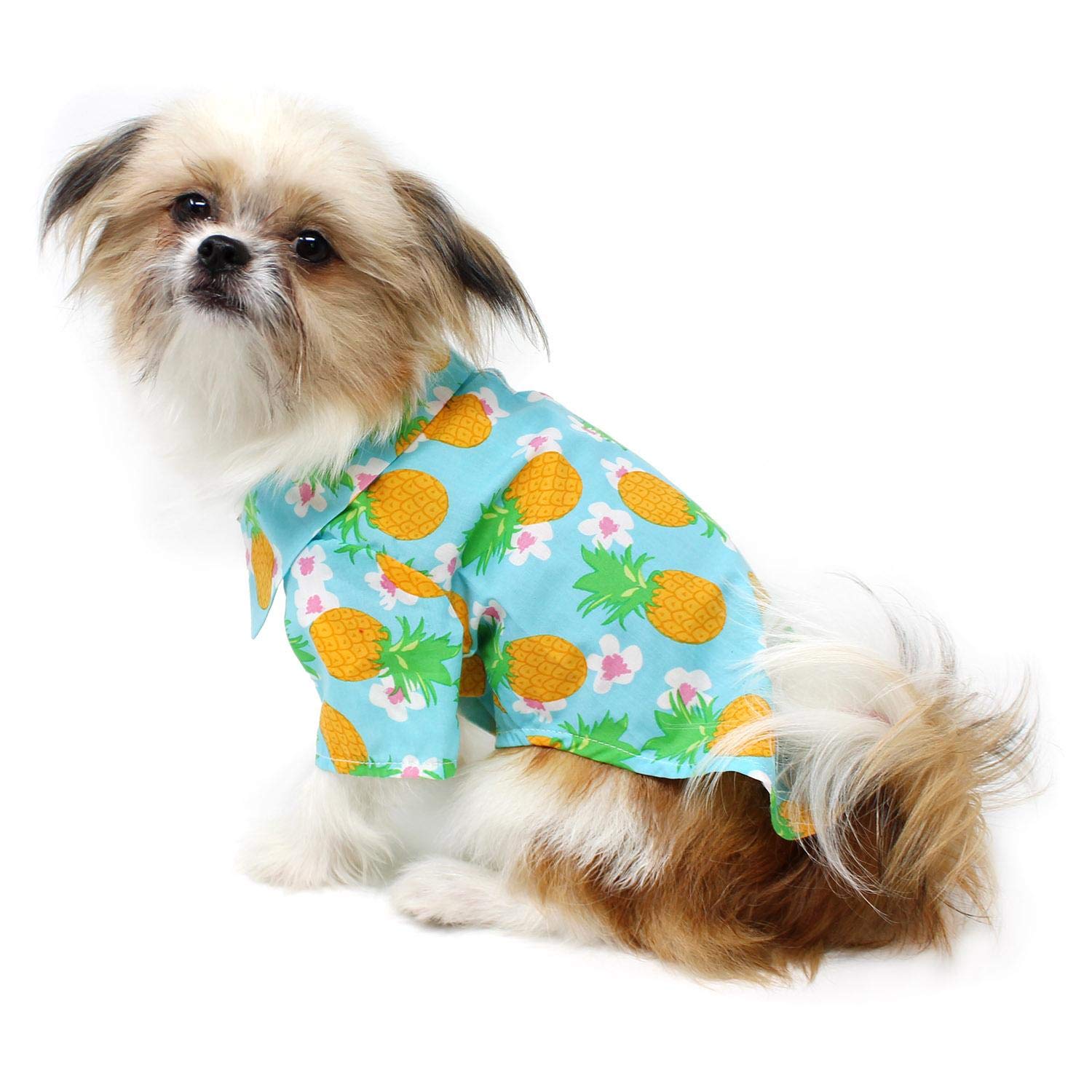 DOGGIE DESIGN Hawaiian Camp Shirt Pineapple Luau