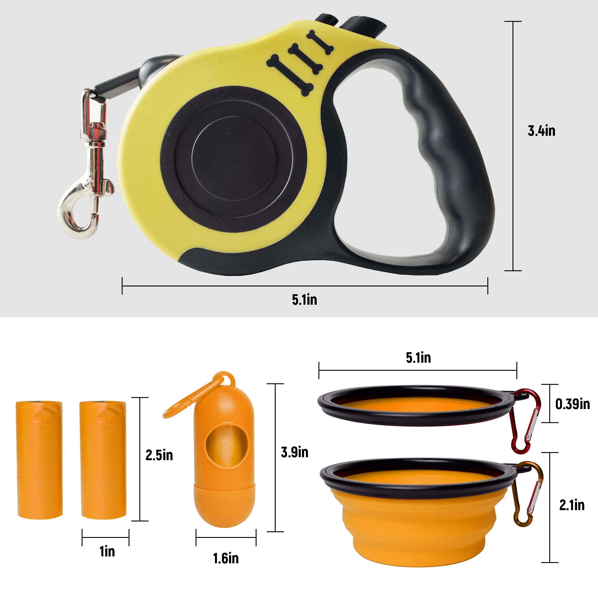 Lievuiken Retractable Dog Leash Automatic Telescopic Tractor Dog Tape, Pet Tape 10/16 Ft Durable And Convenient, With Folding Bo