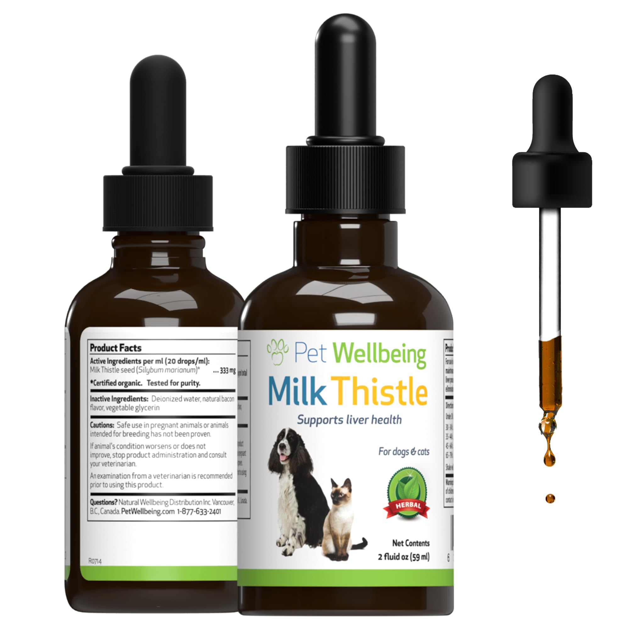 Pet Wellbeing Milk Thistle for Dogs - Organic, Supports Liver Health, Healthy Detoxification, Antioxidants, Liver Cell Support, 