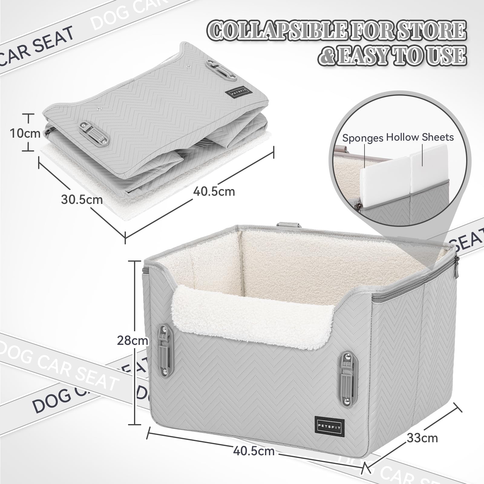 Petsfit Dog Booster Seat, Portable Dog Car Seats For Small Dogs With Clip-On Leash, Patent Safe Buckles, Dog Booster Car Seat Su