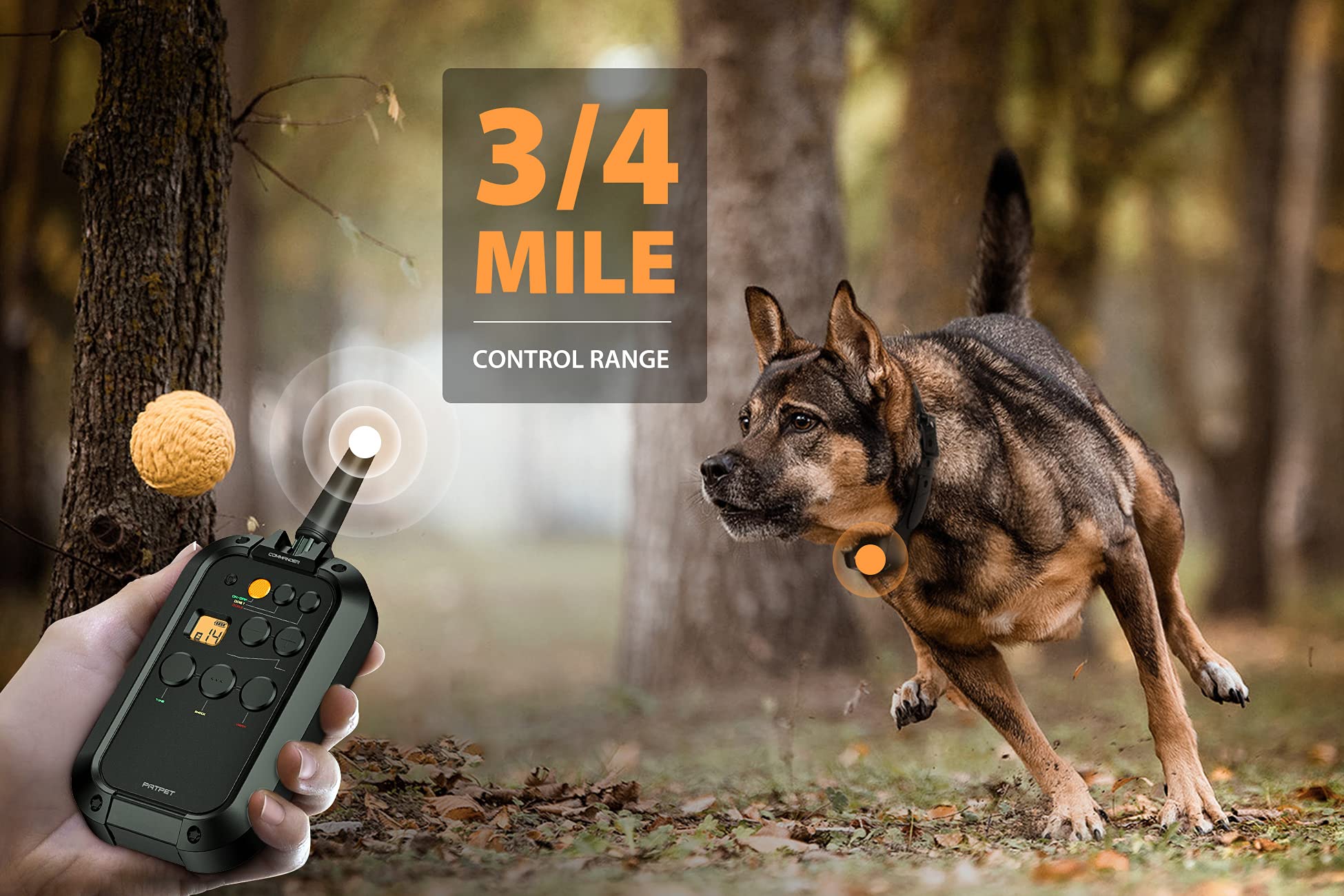 Patpet Dog Training Collar With Remote(3/4 Mile) - Outdoor Hunting E Collar For Dogs Training, Shock Collar For Medium Large Dog