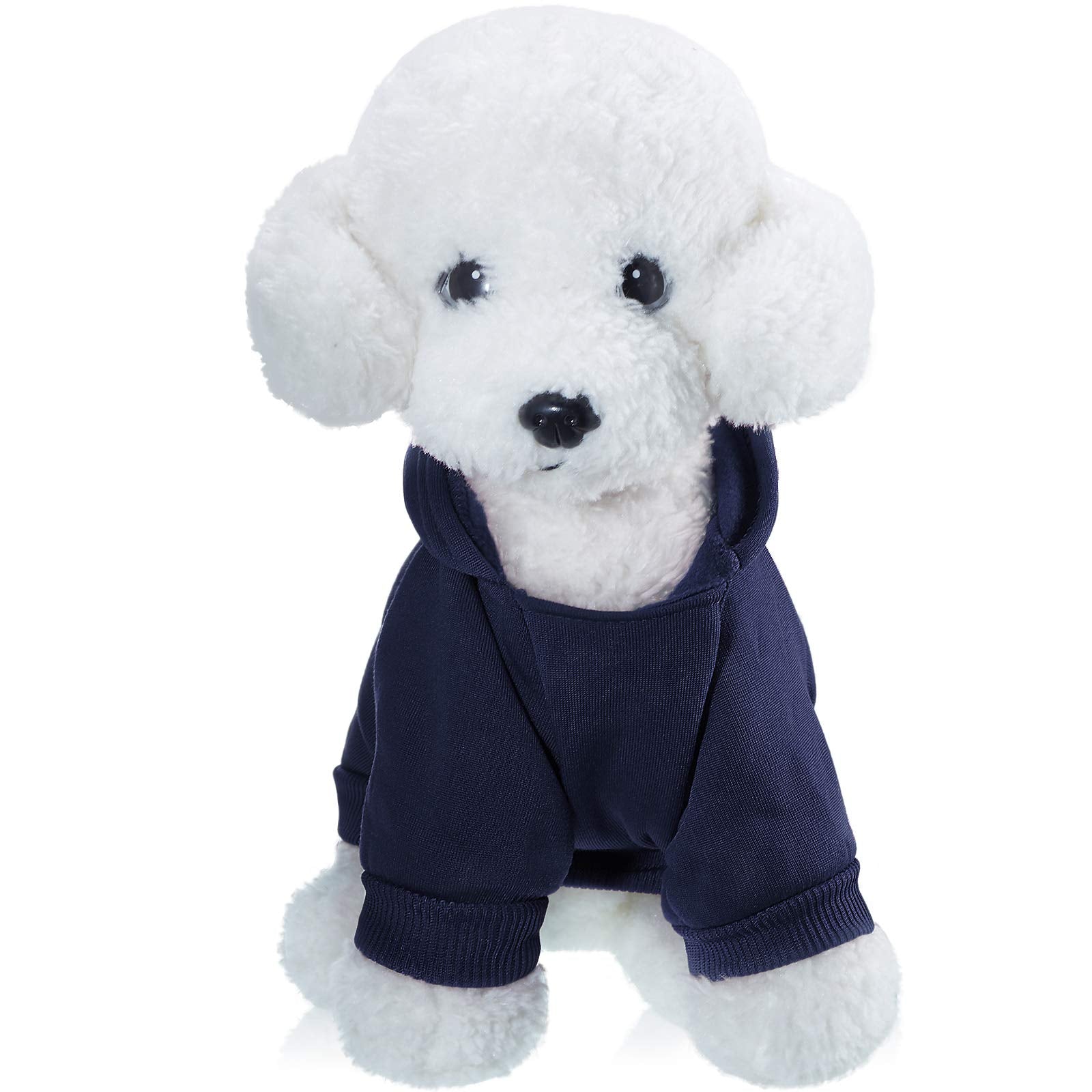 2 Pieces Winter Dog Hoodie Warm Small Dog Sweatshirts with Pocket Cotton Coat for Chihuahua Clothes Puppy Costume(S,Dark Blue, W