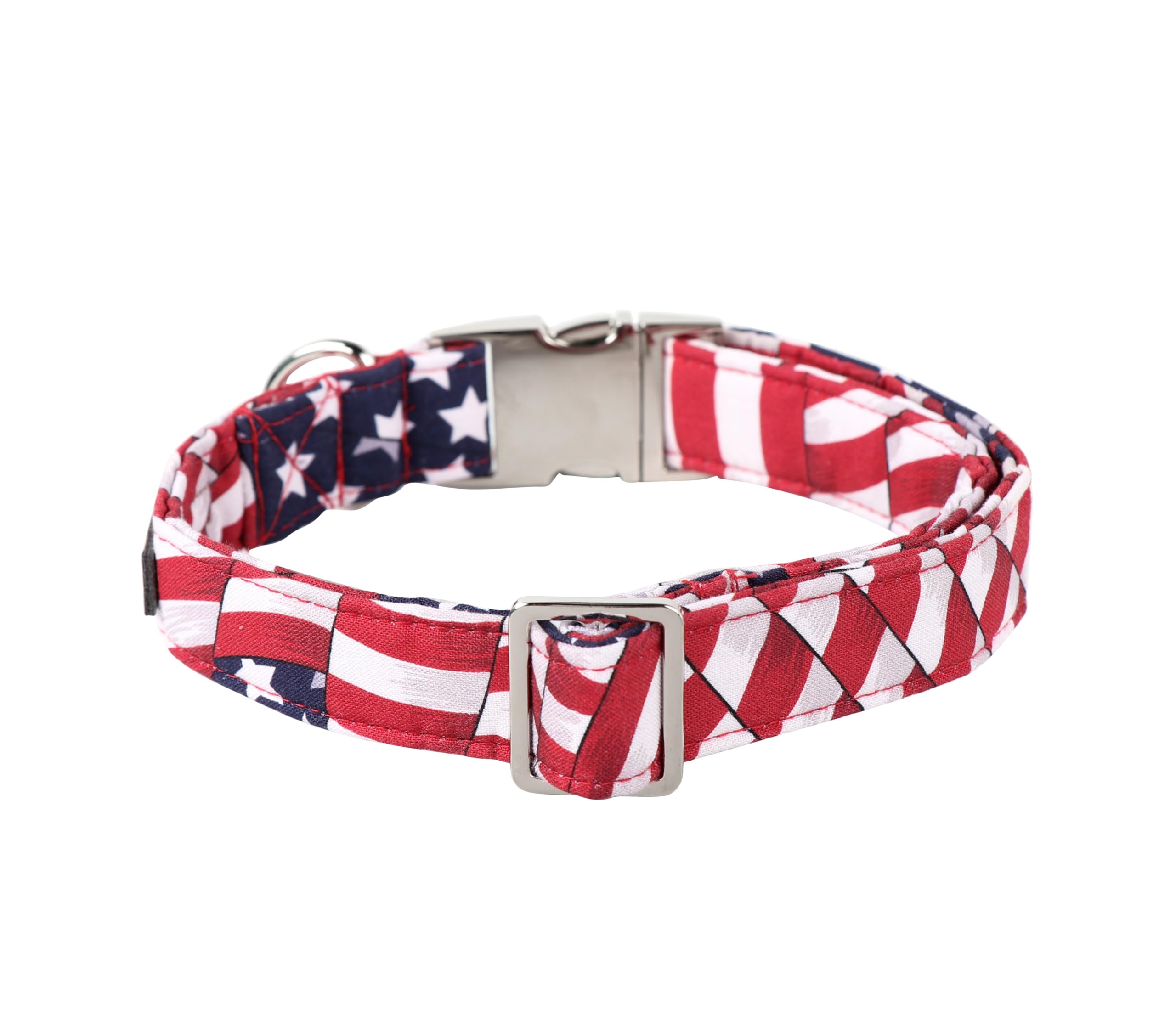 Lionet Paws Dog Collar, Comfortable Adjustable Cute Collar With Metal Buckle For Male Female Dogs, July Of 4Th, Medium, Neck 13.