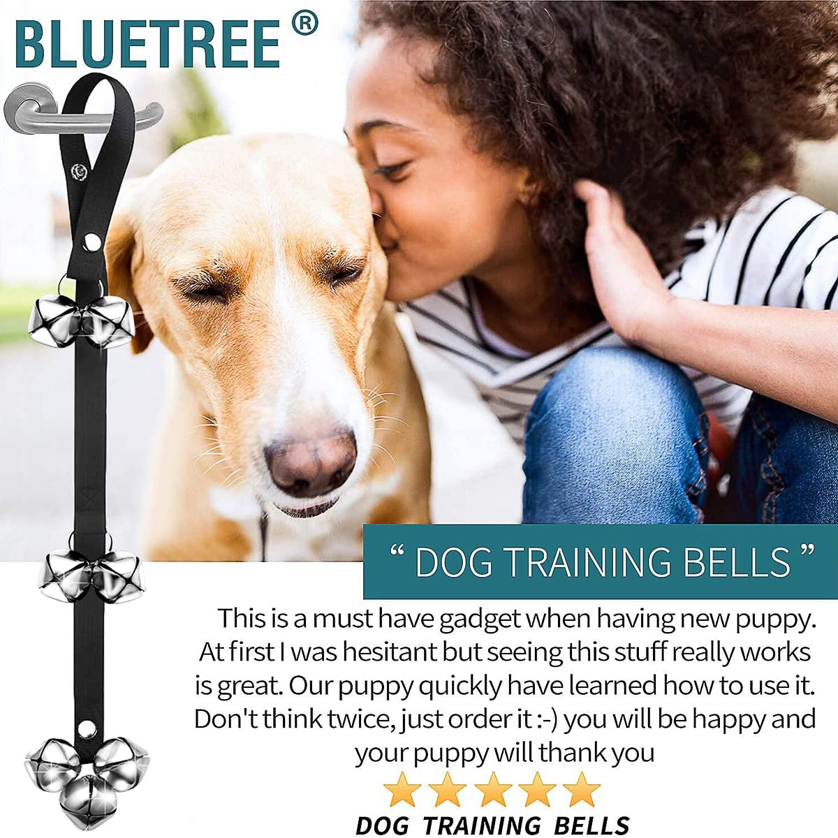 Bluetree Dog Doorbells Premium Quality Training Potty Great Dog Bells Adjustable Door Bell Dog Bells For Potty Training Your Puppy The Easy Way - 7 Extra Large Loud 1.4 Doorbells