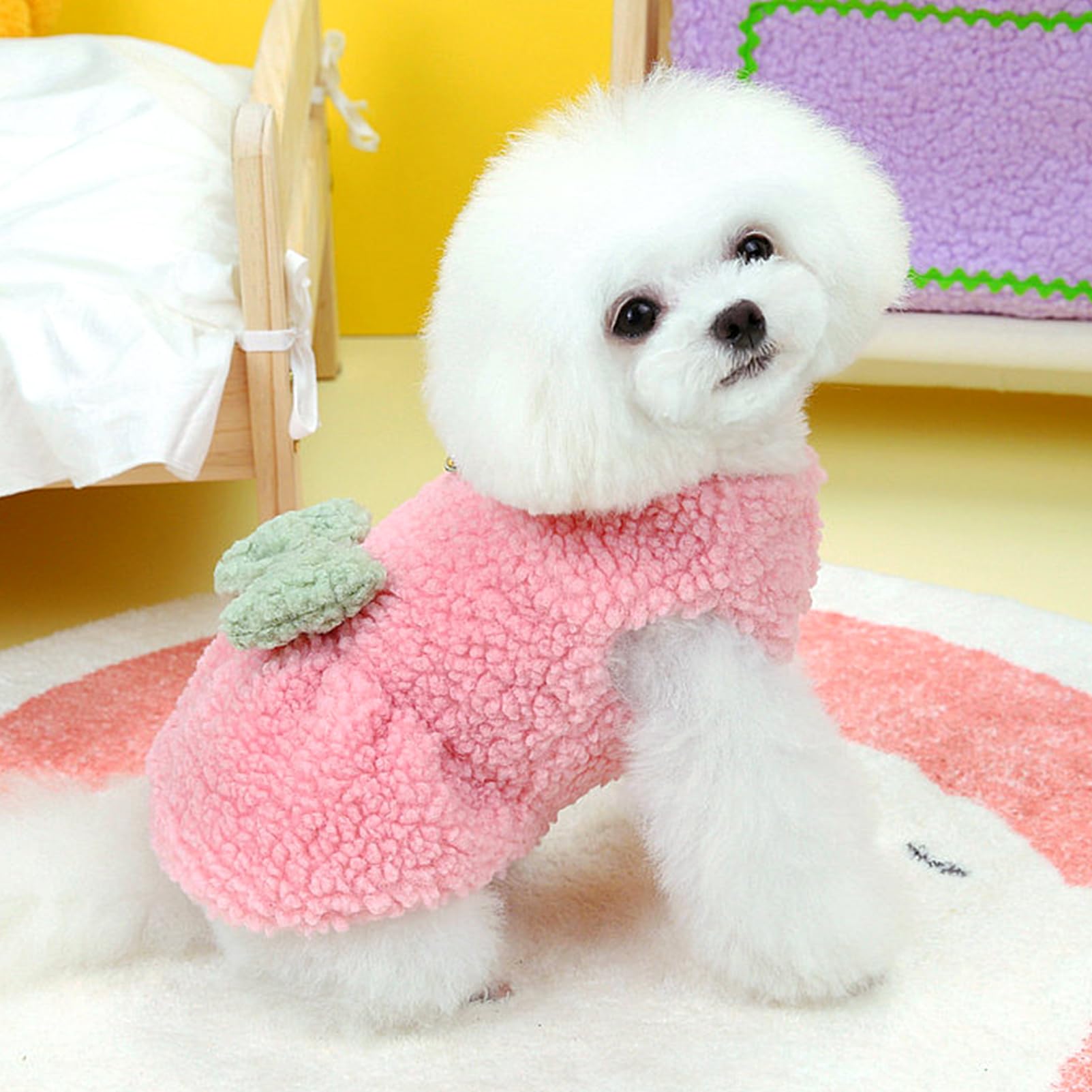 Jecikelon Dog Sweater Dress With Bow Tie Winter Warm Puppy Clothes For Small Dogs D-Ring Pet Clothing Su  Ter Para Perros (Green